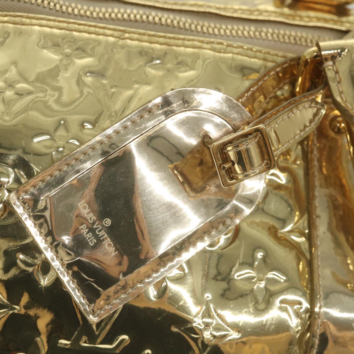 LOUIS VUITTON Monogram Miroir Keepall 55 Boston Bag Gold LV Auth 57842SM