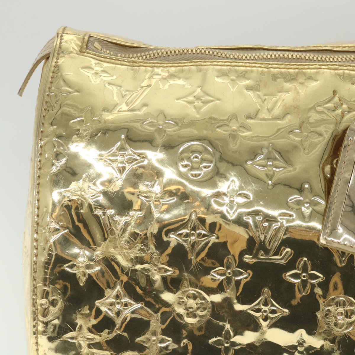 LOUIS VUITTON Monogram Miroir Keepall 55 Boston Bag Gold LV Auth 57842SM