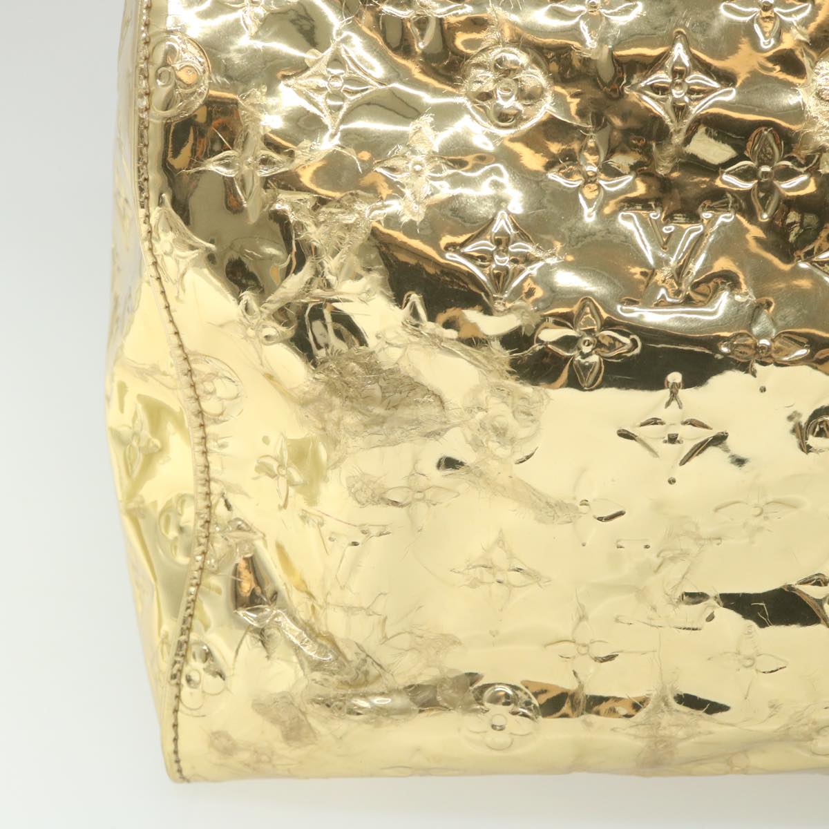 LOUIS VUITTON Monogram Miroir Keepall 55 Boston Bag Gold LV Auth 57842SM