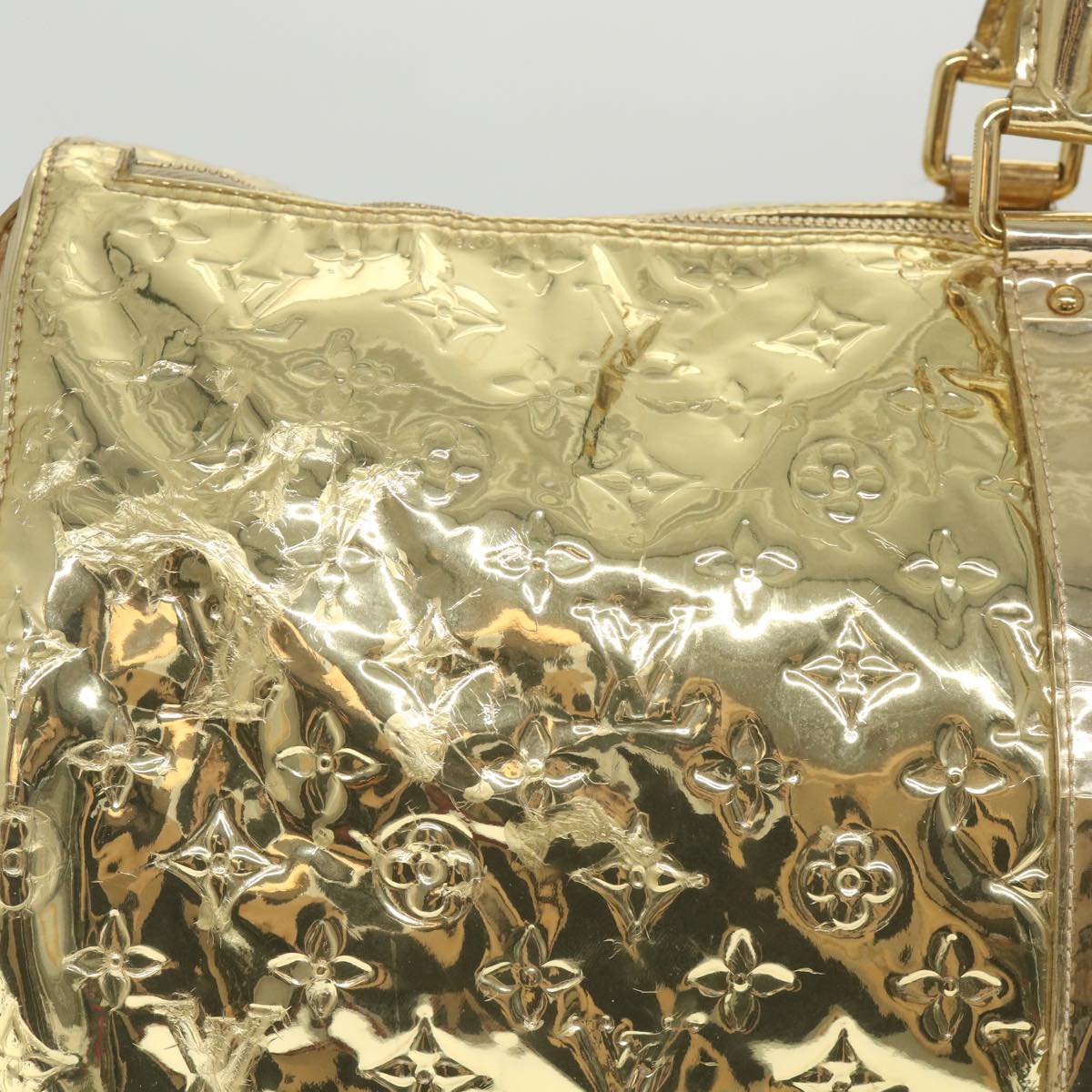 LOUIS VUITTON Monogram Miroir Keepall 55 Boston Bag Gold LV Auth 57842SM