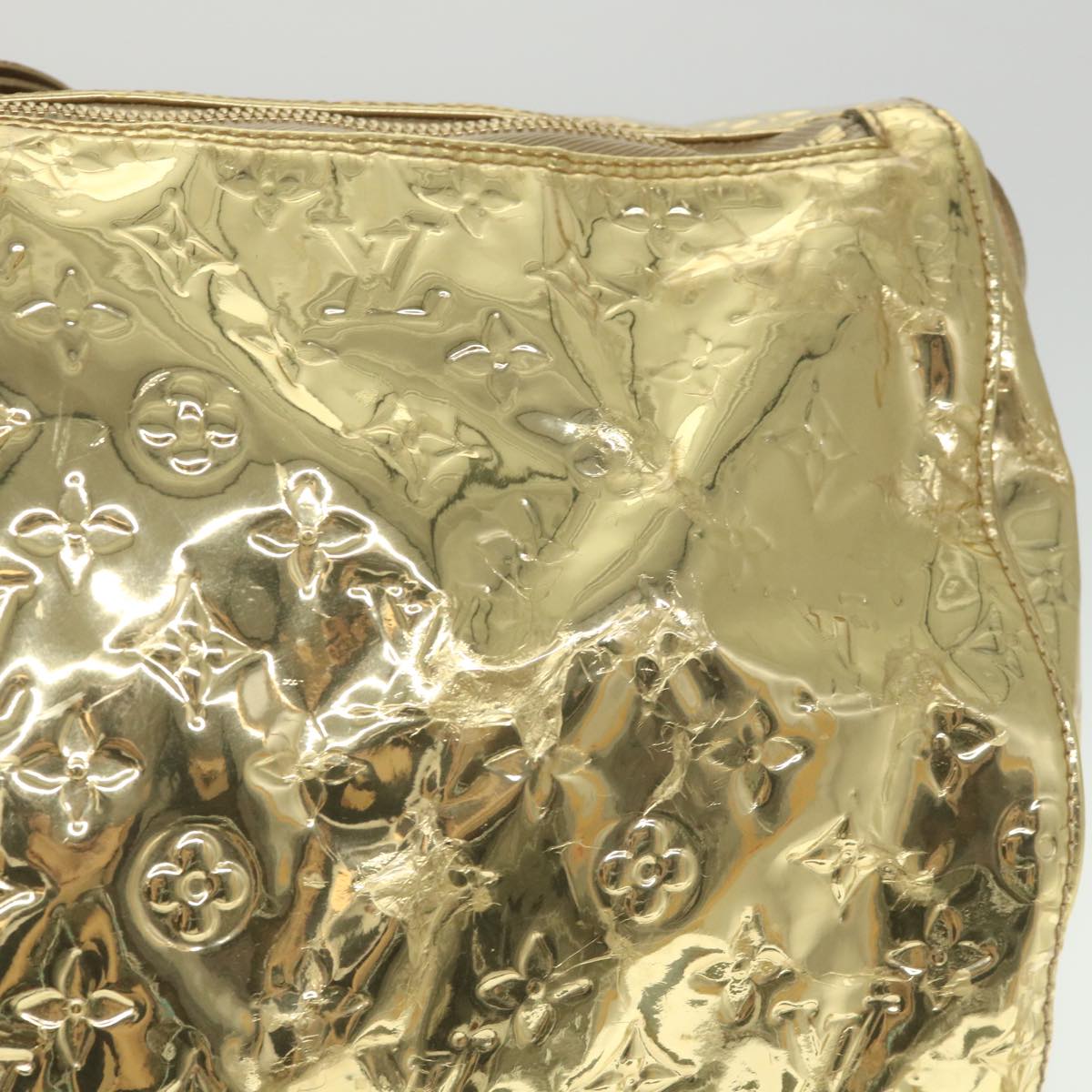 LOUIS VUITTON Monogram Miroir Keepall 55 Boston Bag Gold LV Auth 57842SM