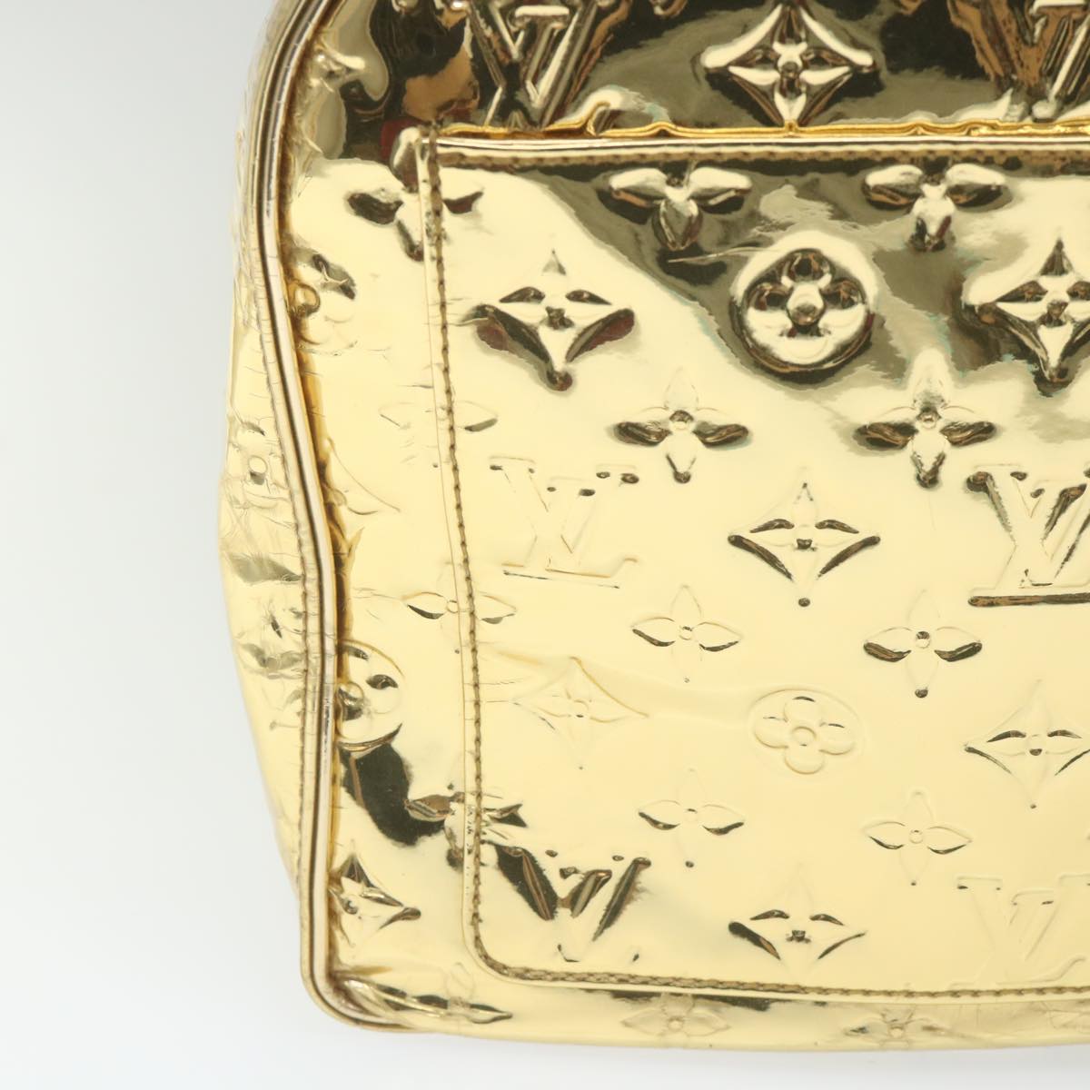 LOUIS VUITTON Monogram Miroir Keepall 55 Boston Bag Gold LV Auth 57842SM