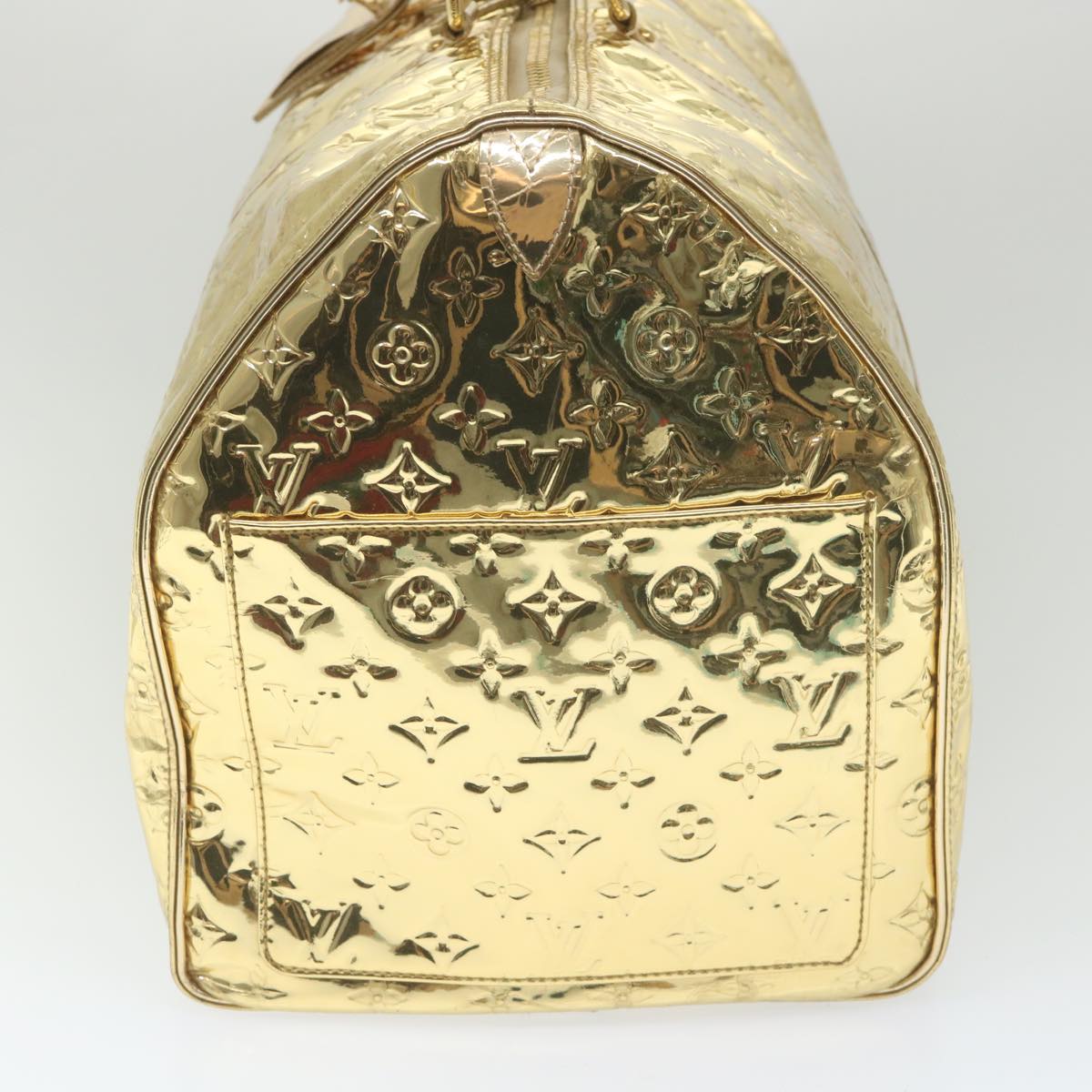 LOUIS VUITTON Monogram Miroir Keepall 55 Boston Bag Gold LV Auth 57842SM