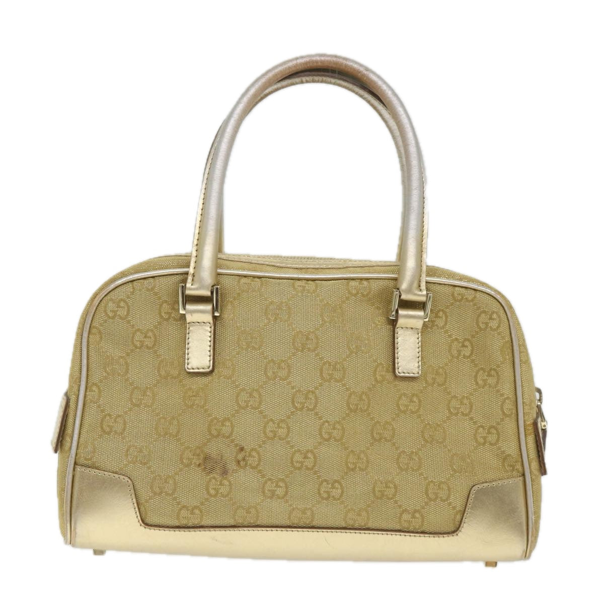 GUCCI GG Canvas Hand Bag Gold 000 0852 2123 Auth 57933