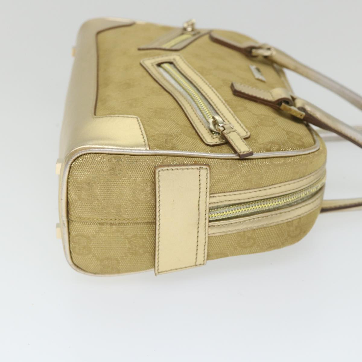 GUCCI GG Canvas Hand Bag Gold 000 0852 2123 Auth 57933