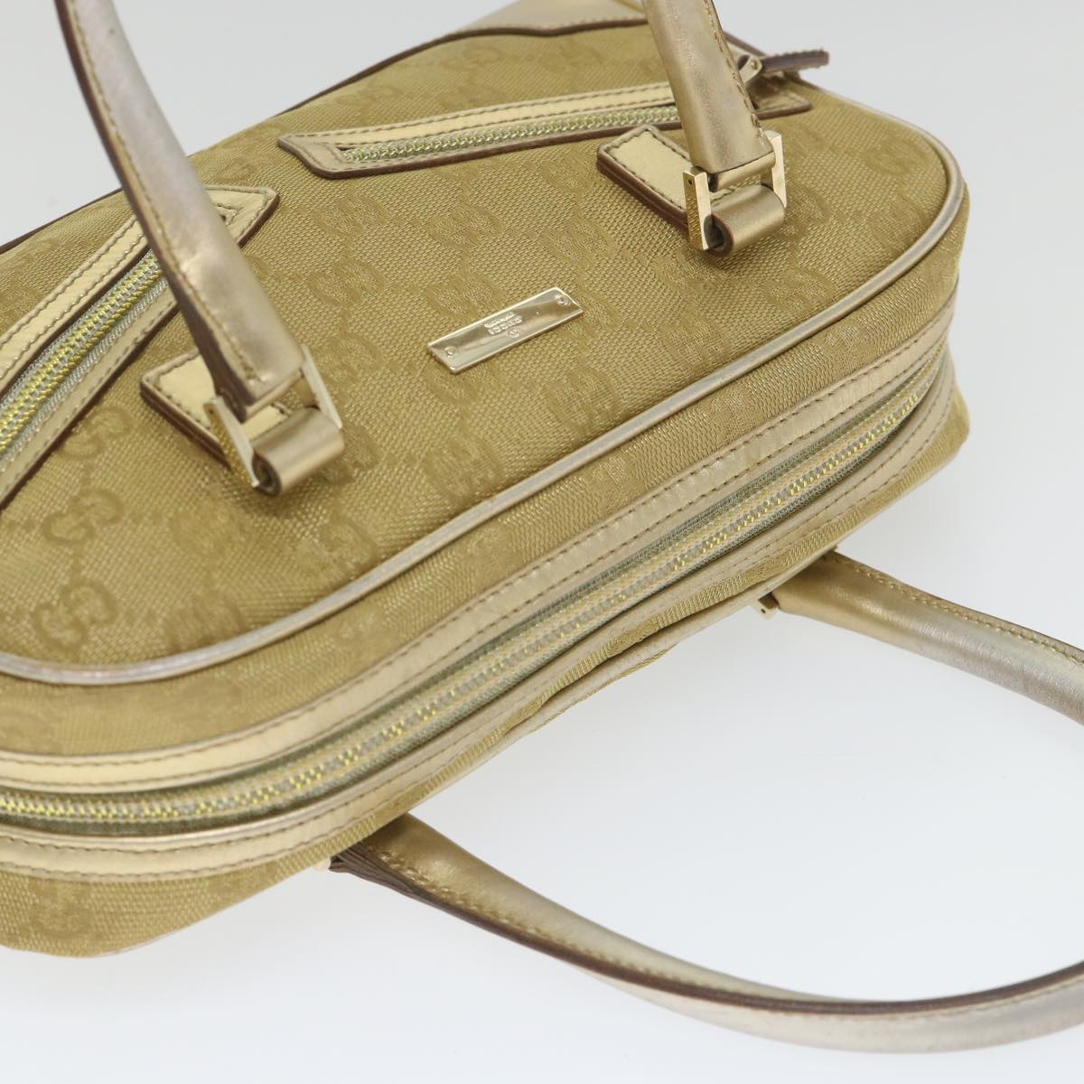 GUCCI GG Canvas Hand Bag Gold 000 0852 2123 Auth 57933