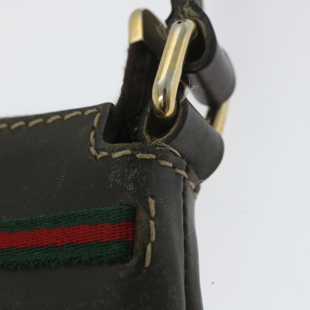 GUCCI GG Canvas Web Sherry Line Shoulder Bag Beige Red Green 257065 Auth 58041