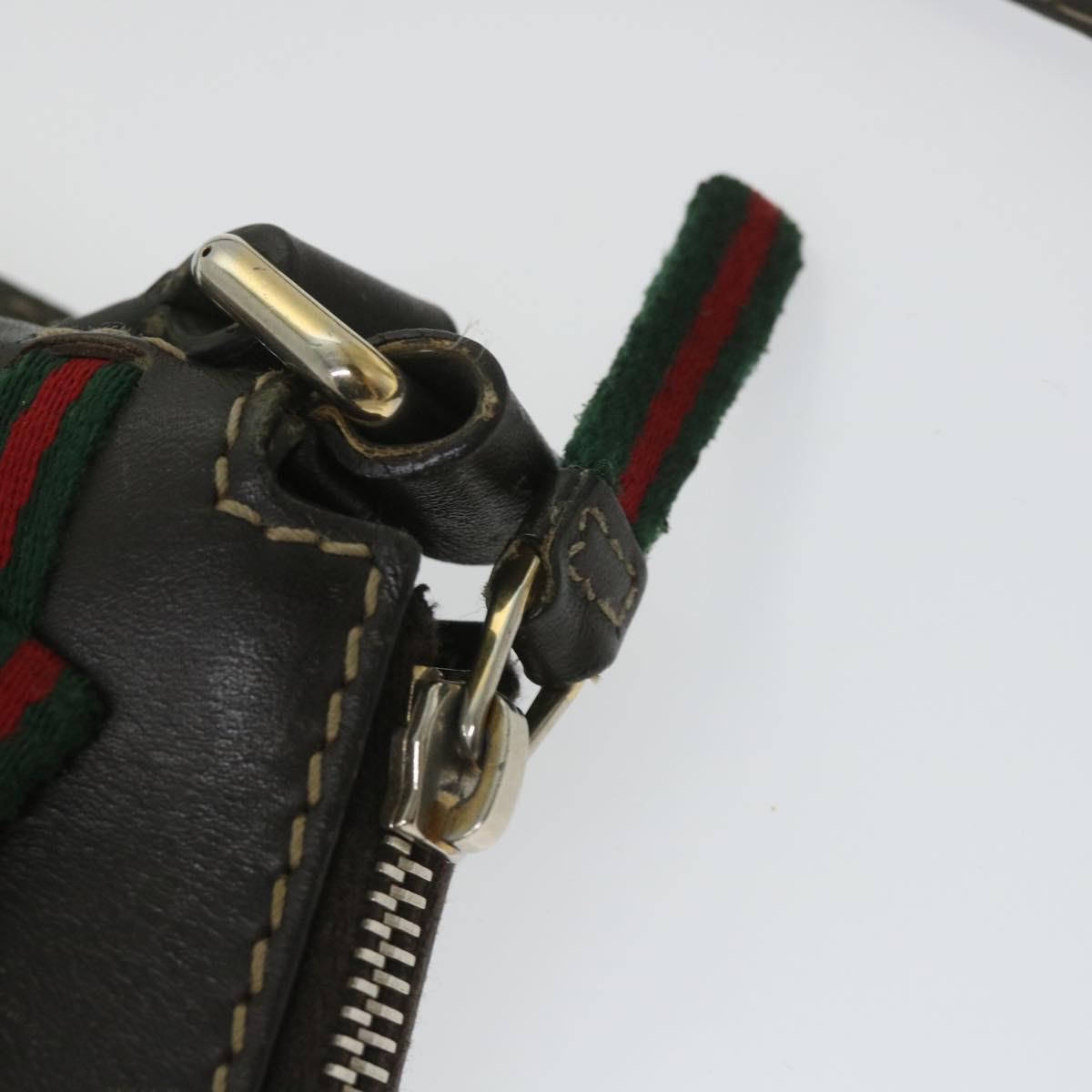 GUCCI GG Canvas Web Sherry Line Shoulder Bag Beige Red Green 257065 Auth 58041