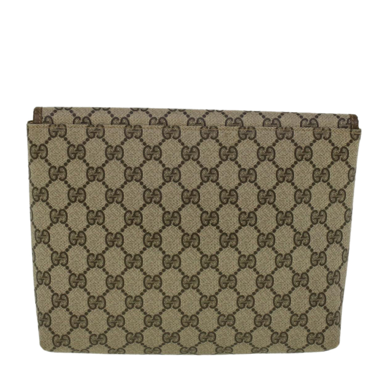 GUCCI GG Canvas Clutch Bag PVC Leather Beige 001 19 5493 Auth 58158