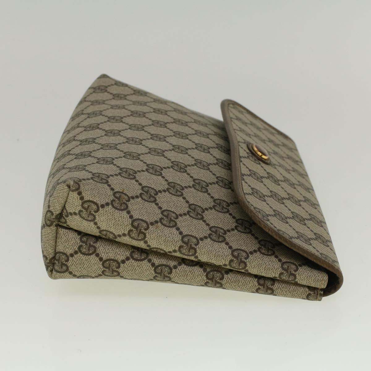 GUCCI GG Canvas Clutch Bag PVC Leather Beige 001 19 5493 Auth 58158