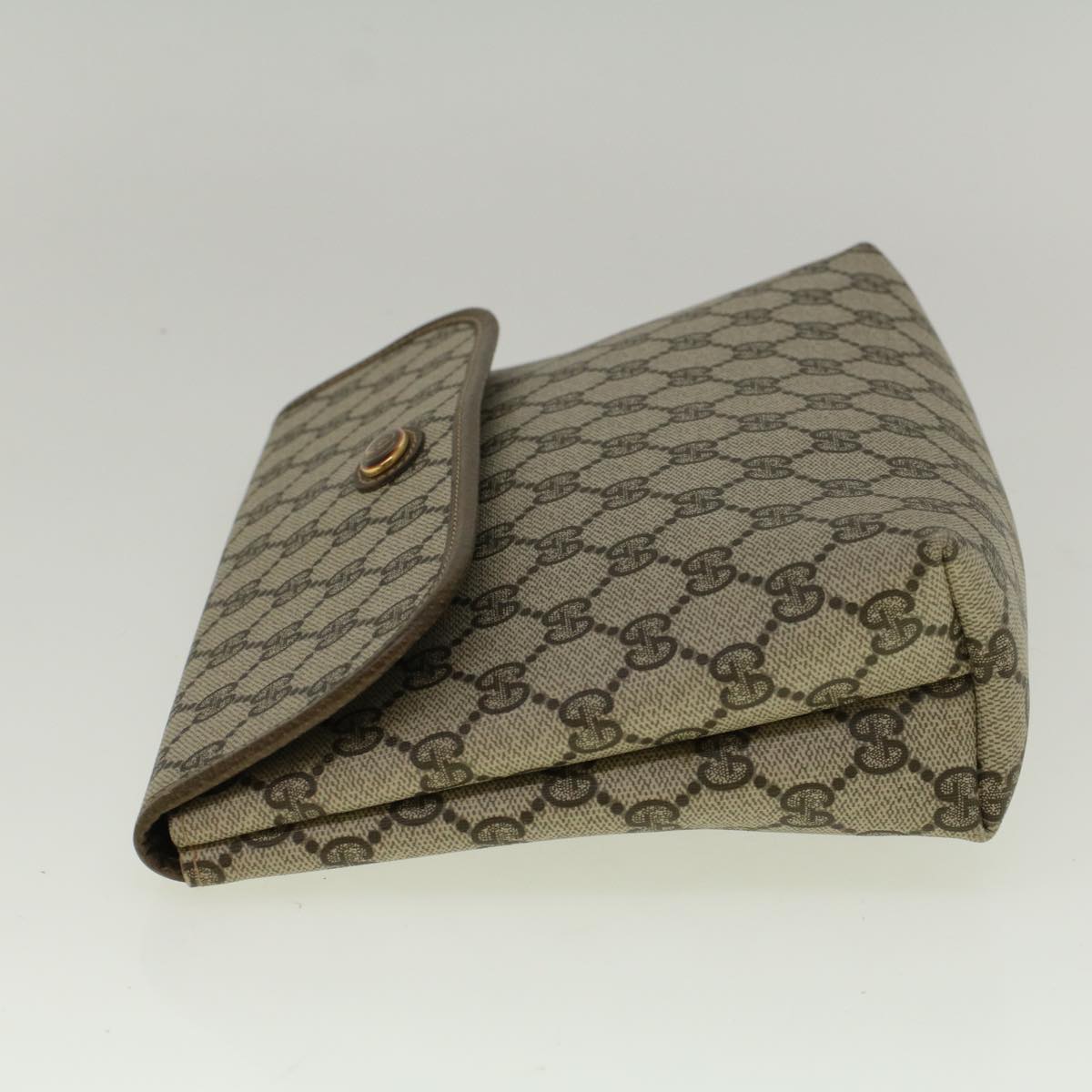 GUCCI GG Canvas Clutch Bag PVC Leather Beige 001 19 5493 Auth 58158