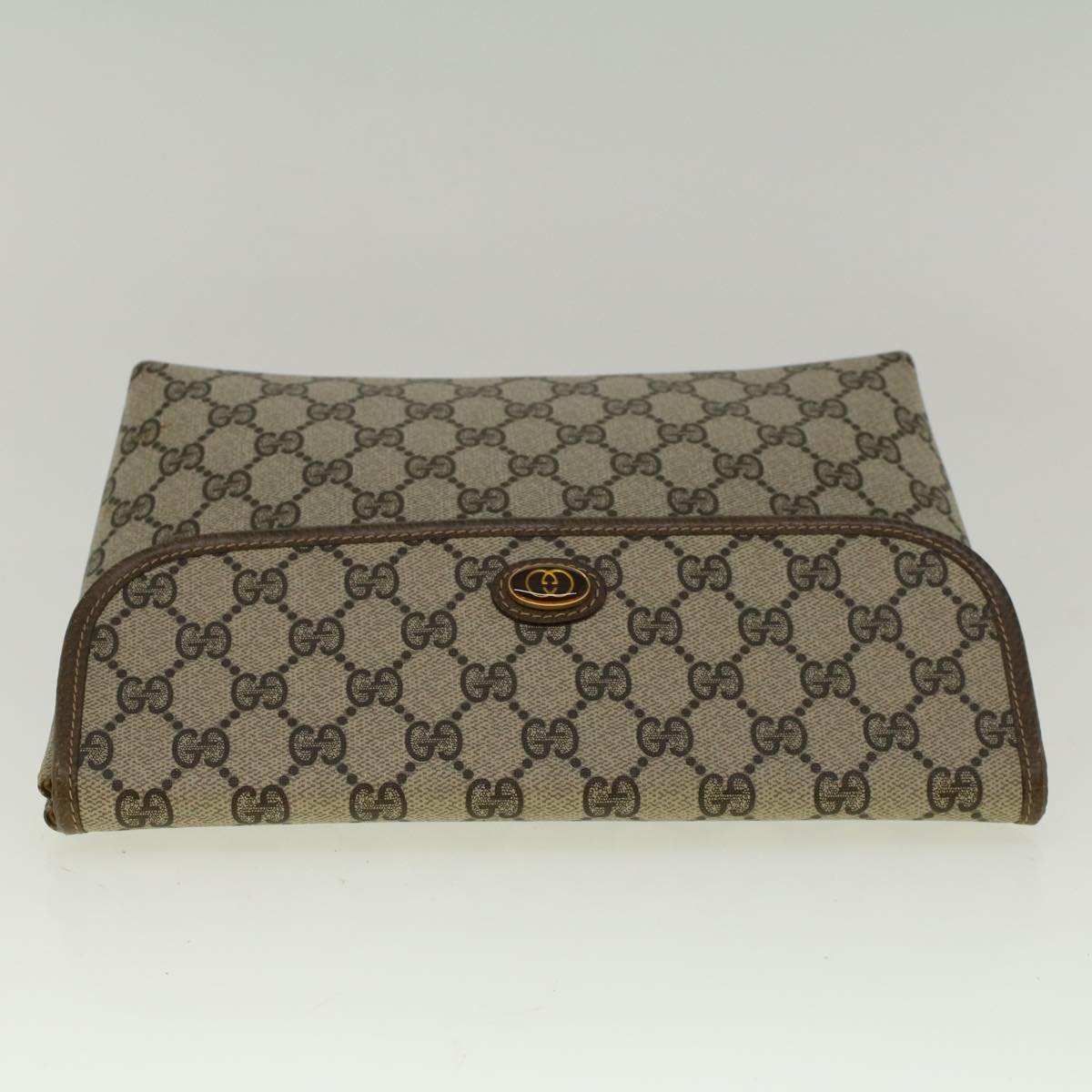 GUCCI GG Canvas Clutch Bag PVC Leather Beige 001 19 5493 Auth 58158