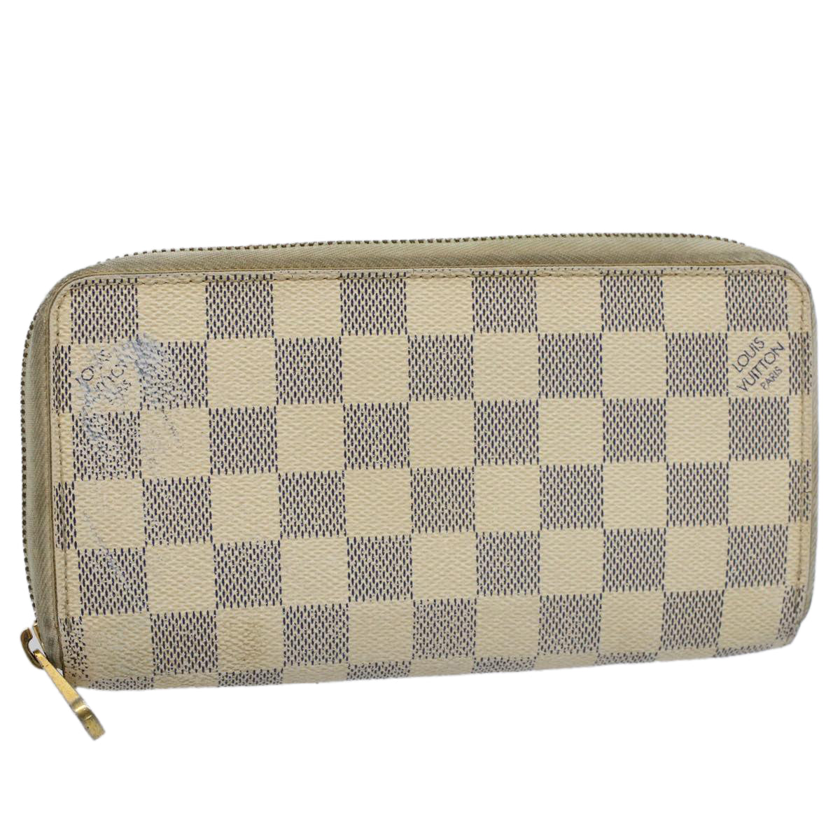 LOUIS VUITTON Damier Azur Zippy Wallet Long Wallet N63503 LV Auth 58171