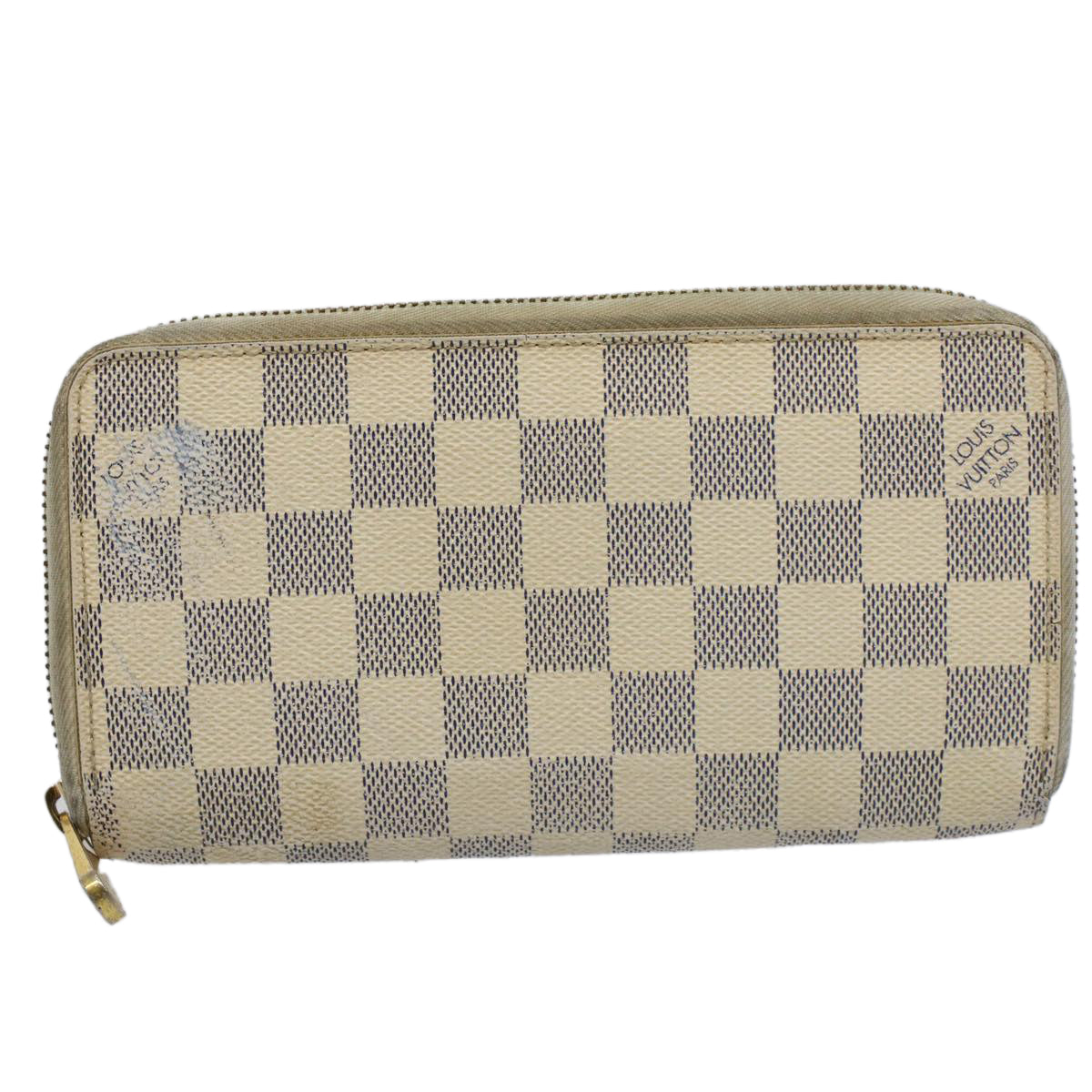 LOUIS VUITTON Damier Azur Zippy Wallet Long Wallet N63503 LV Auth 58171