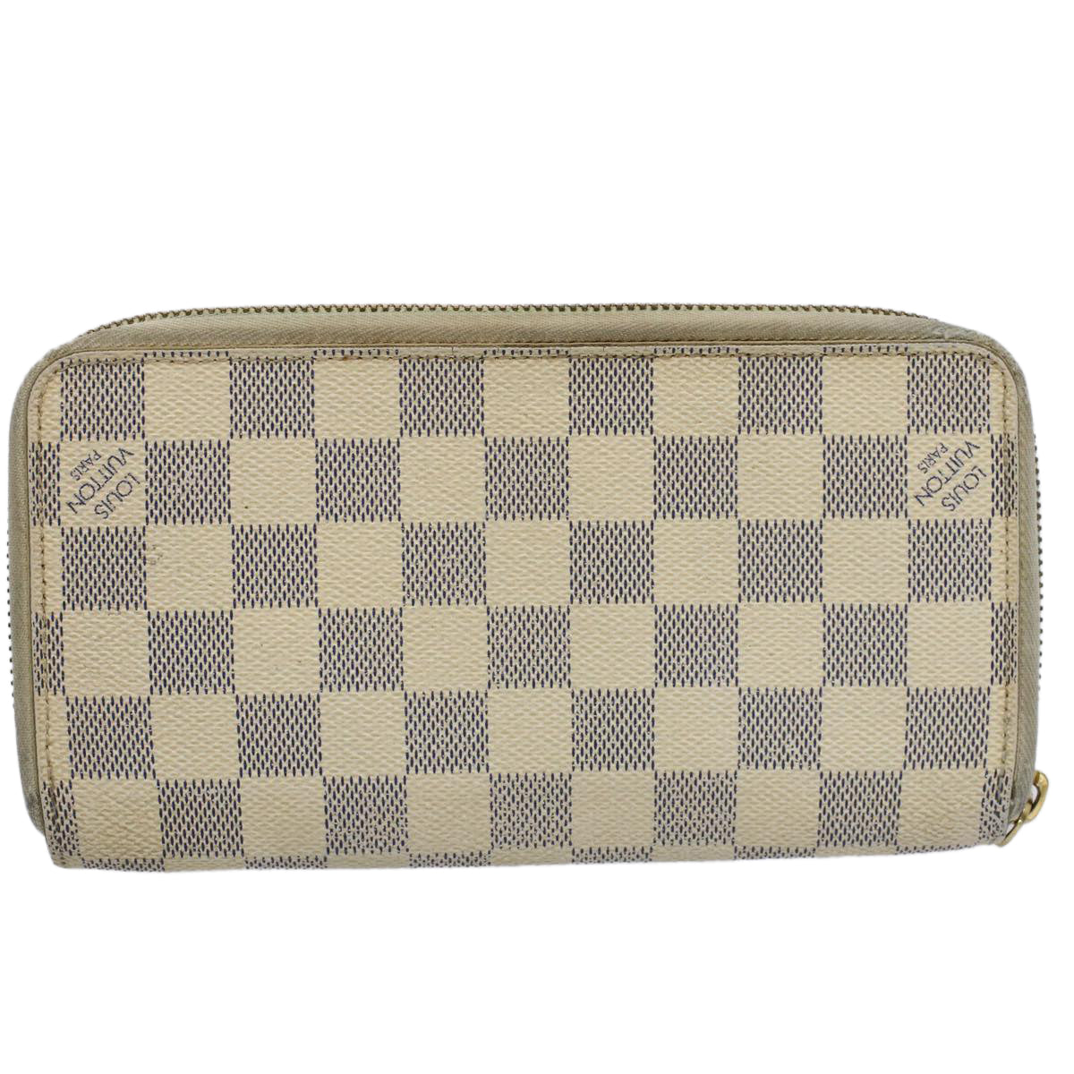 LOUIS VUITTON Damier Azur Zippy Wallet Long Wallet N63503 LV Auth 58171