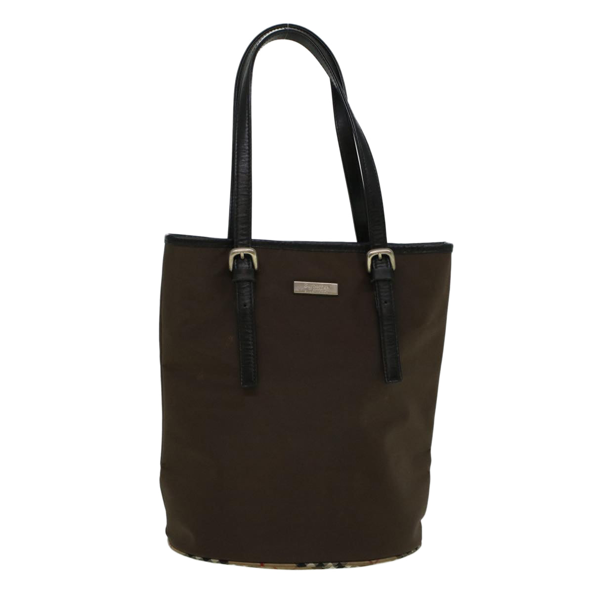 Burberrys Blue Label Tote Bag Nylon Brown Auth 58200