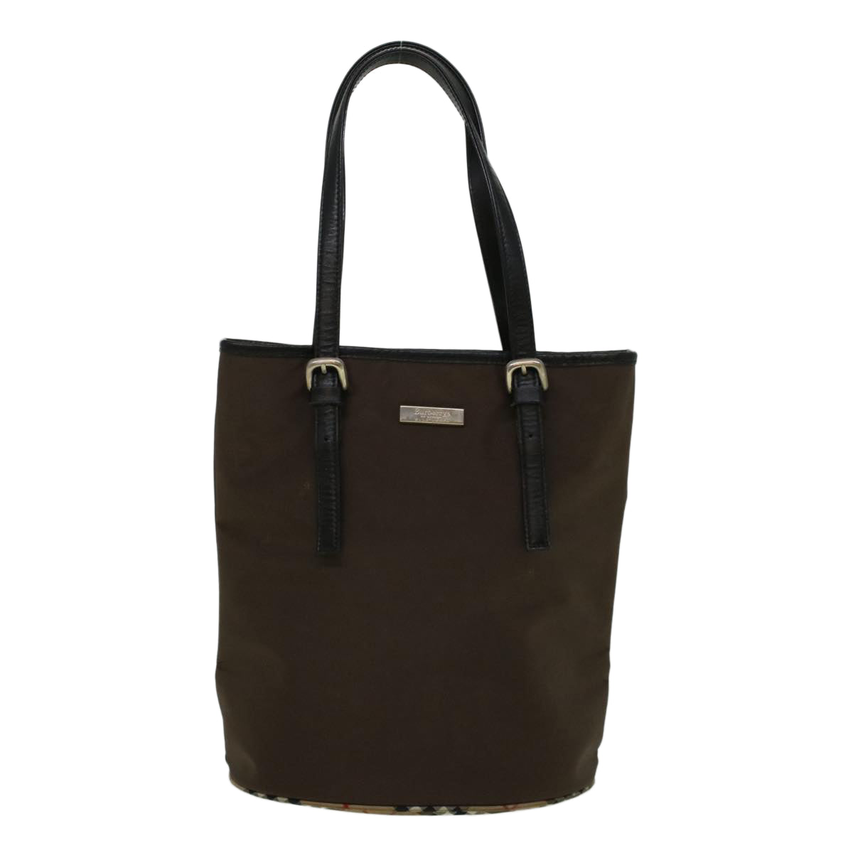 Burberrys Blue Label Tote Bag Nylon Brown Auth 58200