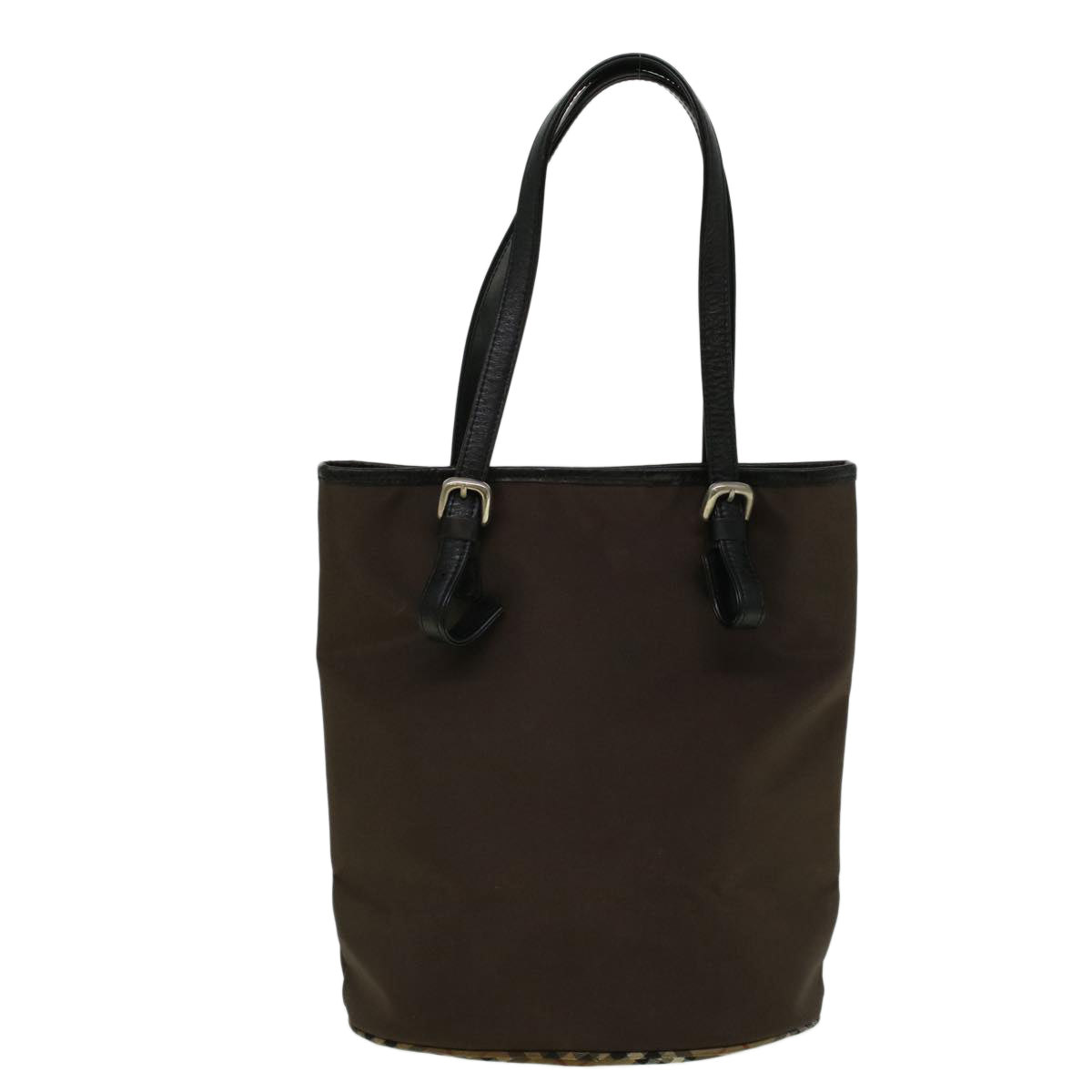 Burberrys Blue Label Tote Bag Nylon Brown Auth 58200