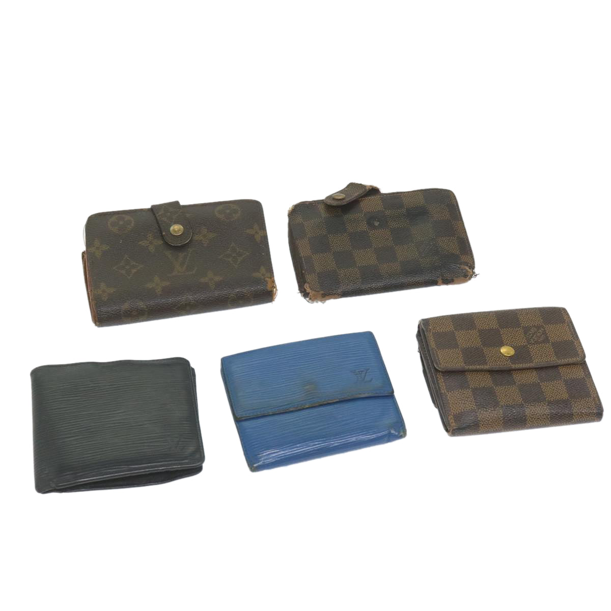 LOUIS VUITTON Monogram epi Damier Ebene Wallet 5Set Blue Black LV Auth 58221