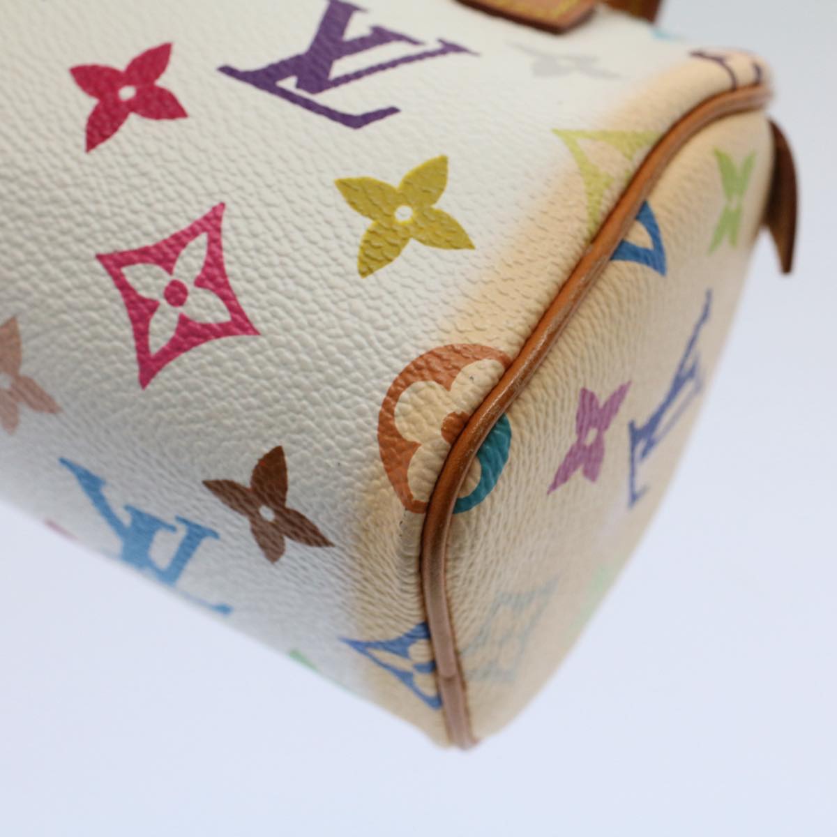 LOUIS VUITTON Monogram Multicolor Mini Speedy Hand Bag White M92645 Auth 58259