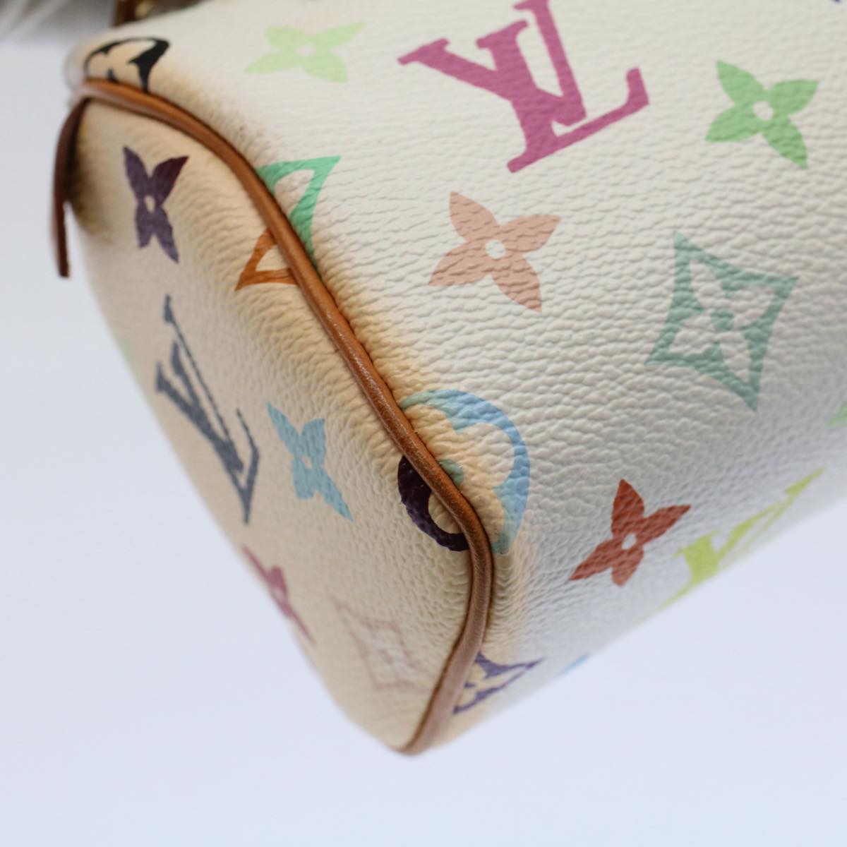 LOUIS VUITTON Monogram Multicolor Mini Speedy Hand Bag White M92645 Auth 58259