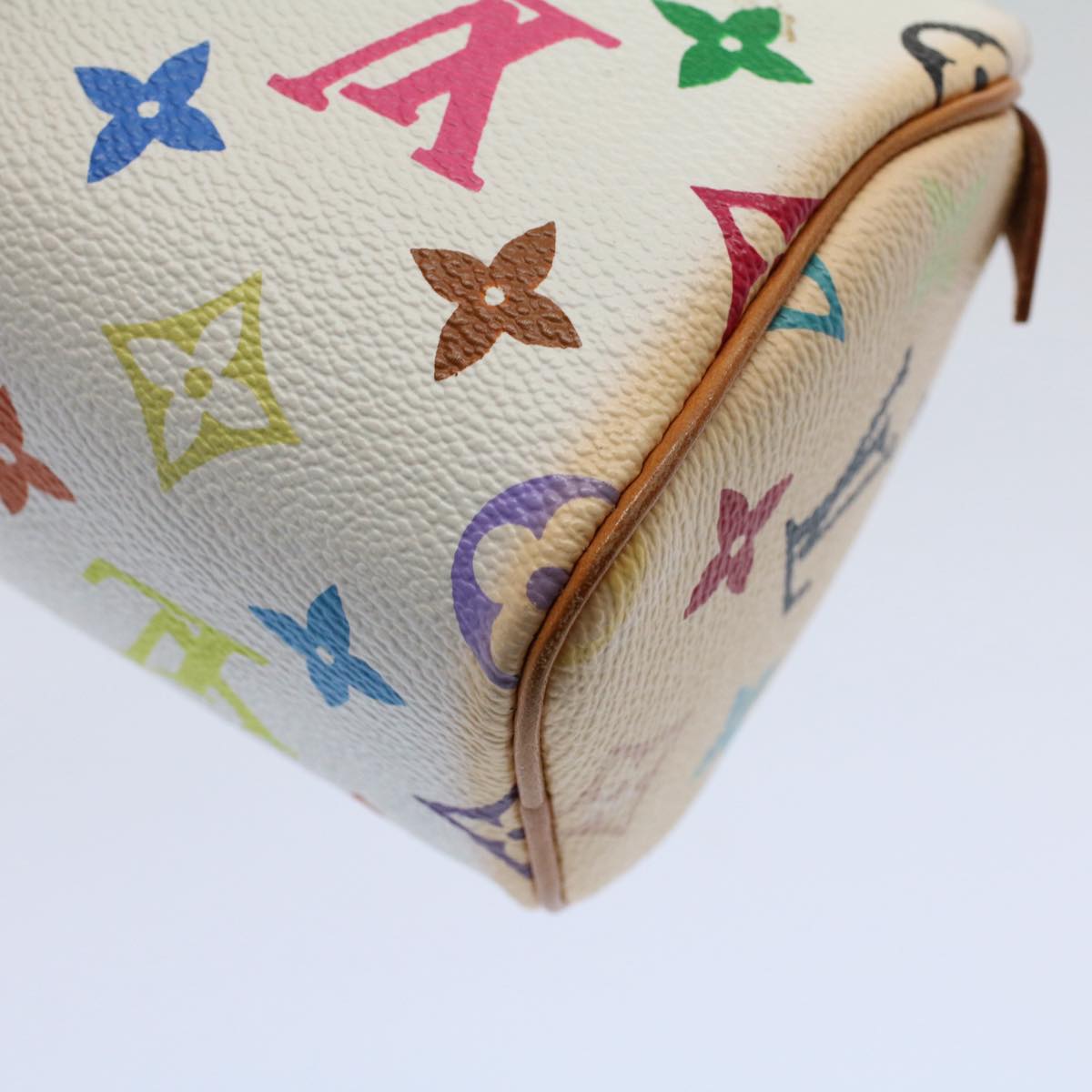 LOUIS VUITTON Monogram Multicolor Mini Speedy Hand Bag White M92645 Auth 58259