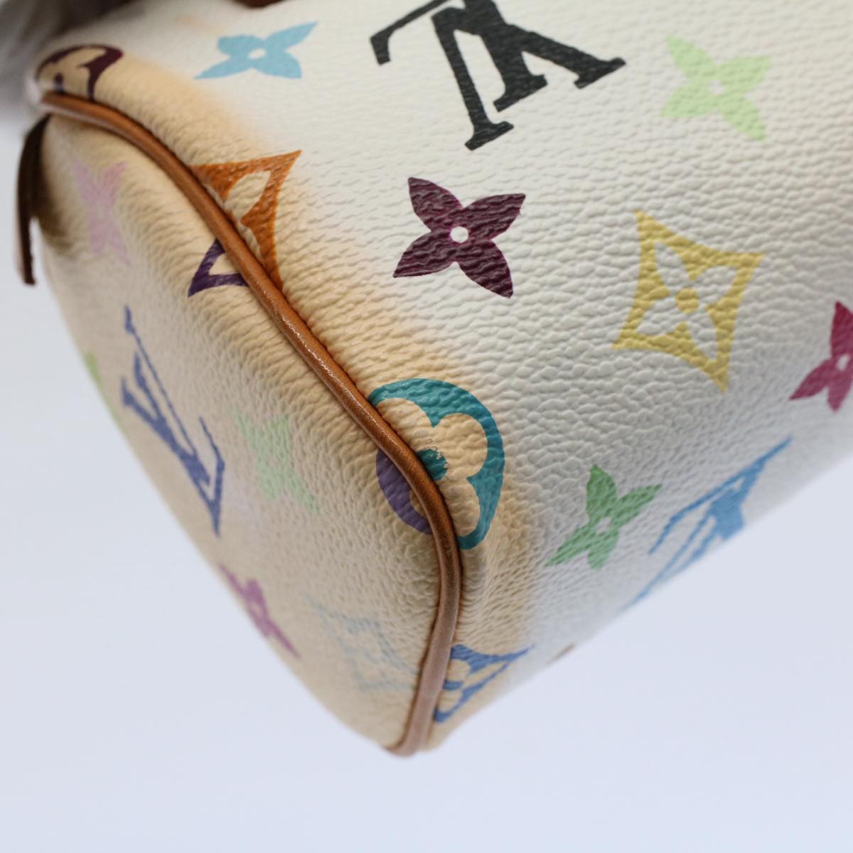 LOUIS VUITTON Monogram Multicolor Mini Speedy Hand Bag White M92645 Auth 58259