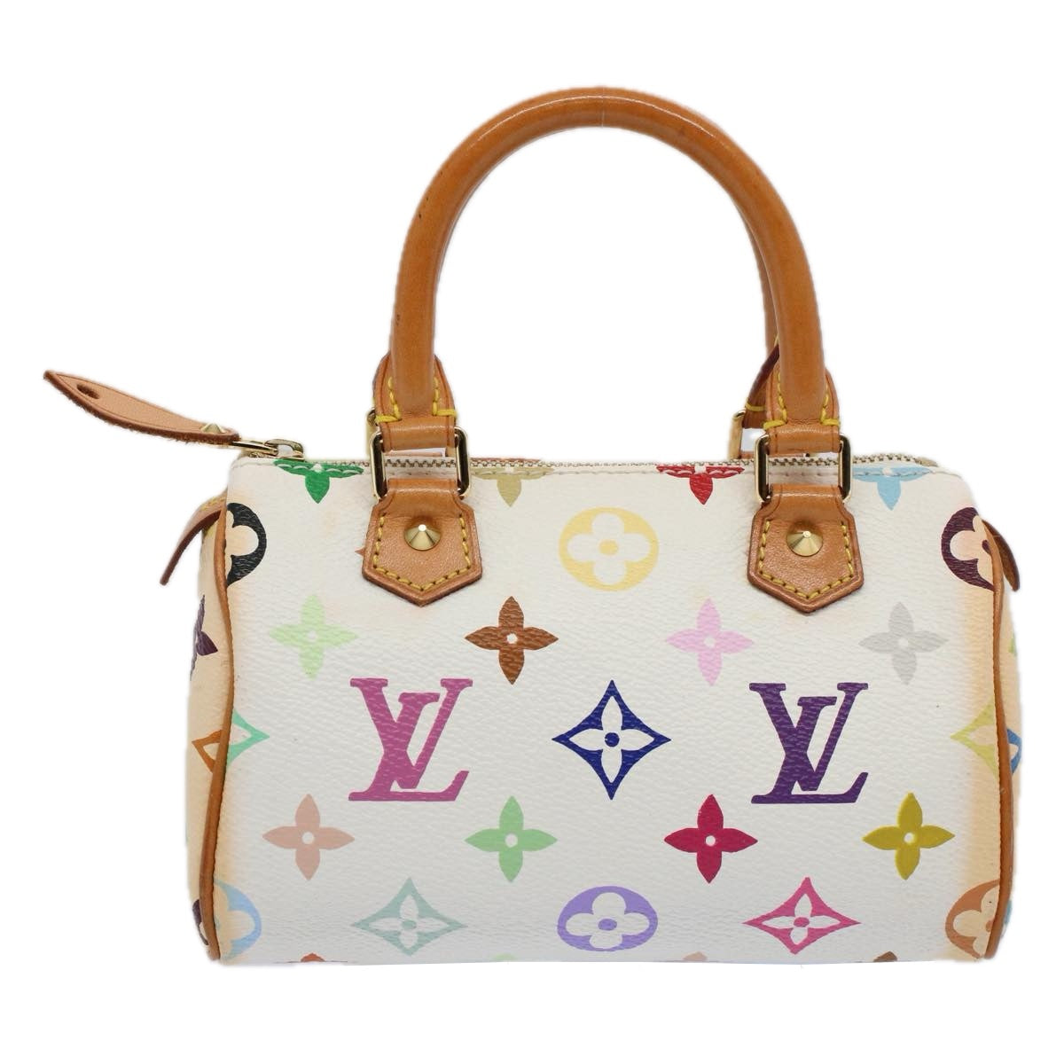 LOUIS VUITTON Monogram Multicolor Mini Speedy Hand Bag White M92645 Auth 58259