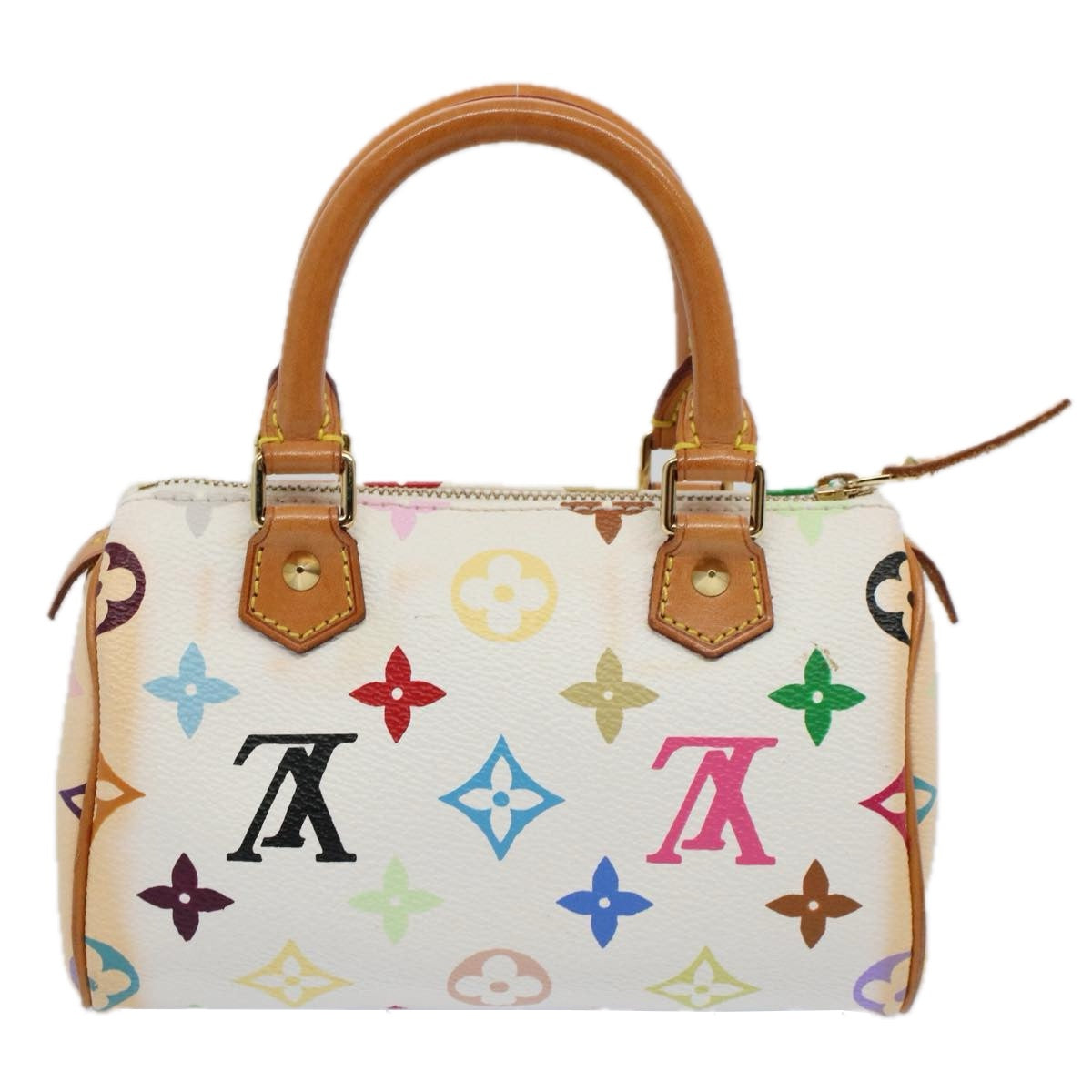 LOUIS VUITTON Monogram Multicolor Mini Speedy Hand Bag White M92645 Auth 58259