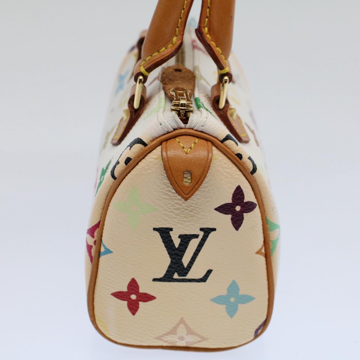 LOUIS VUITTON Monogram Multicolor Mini Speedy Hand Bag White M92645 Auth 58259