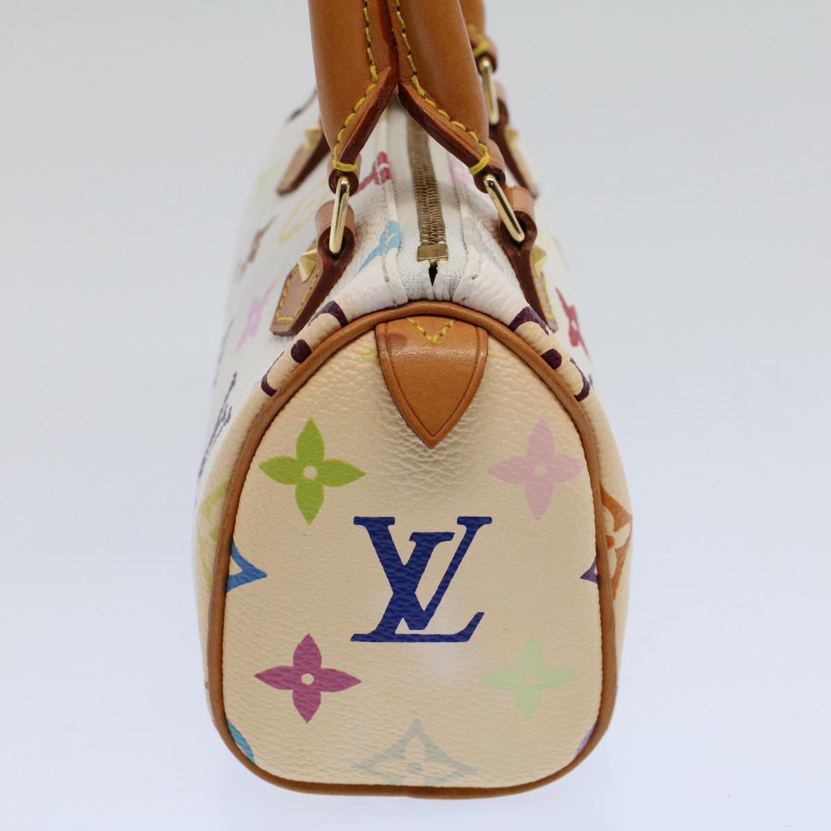 LOUIS VUITTON Monogram Multicolor Mini Speedy Hand Bag White M92645 Auth 58259