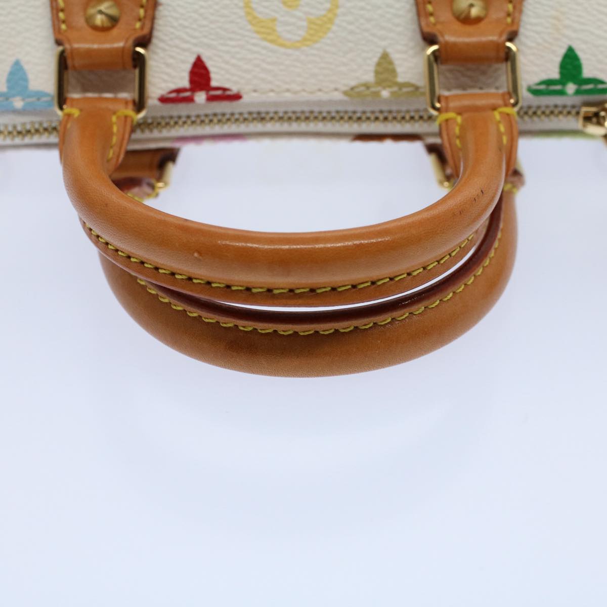 LOUIS VUITTON Monogram Multicolor Mini Speedy Hand Bag White M92645 Auth 58259