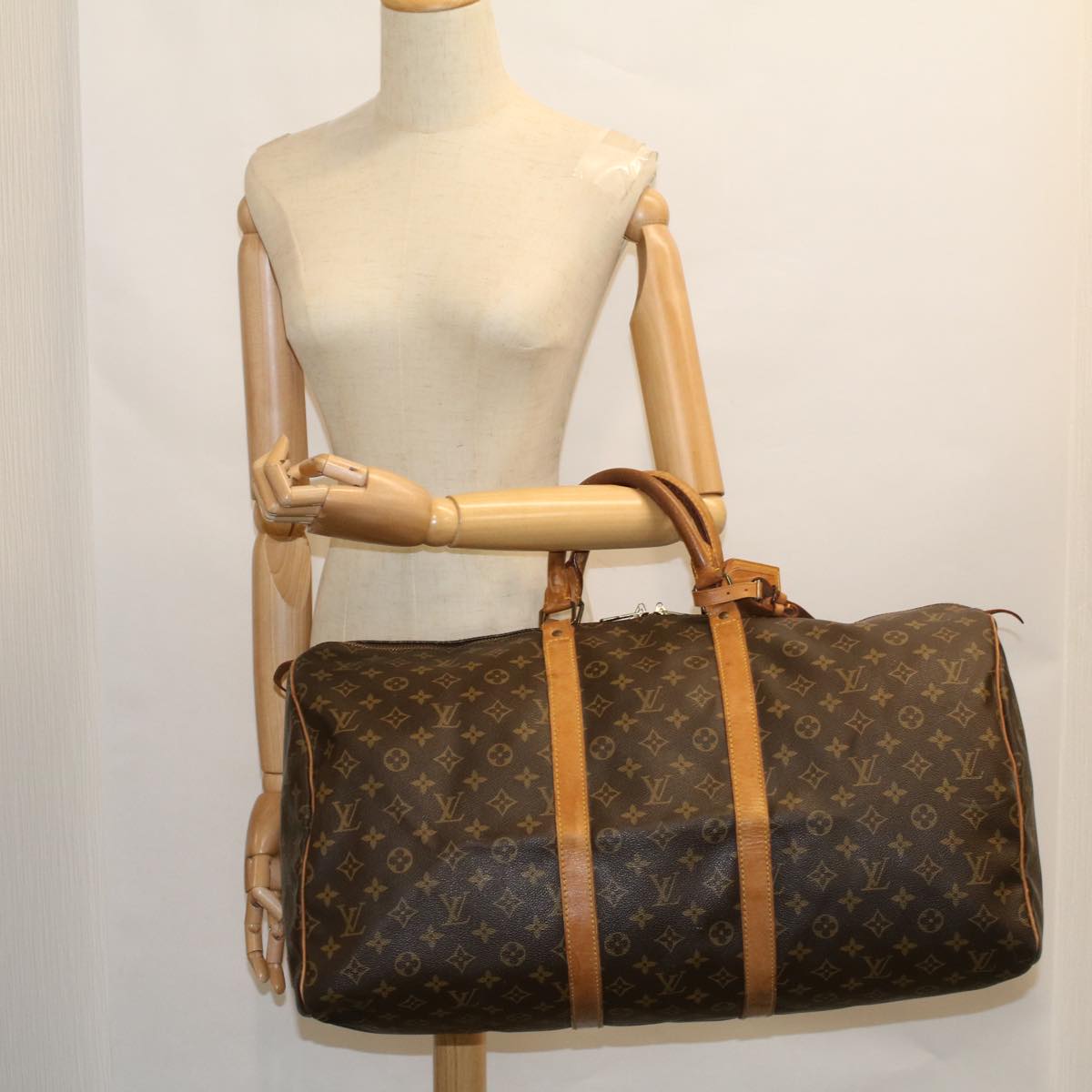 LOUIS VUITTON Monogram Keepall 55 Boston Bag M41424 LV Auth 58331