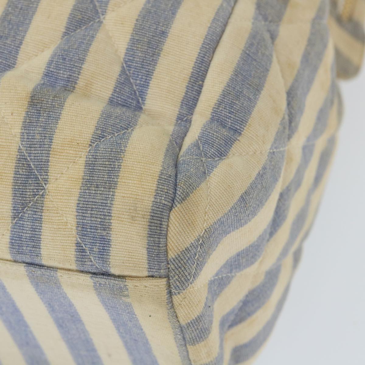 CHANEL Quilted Chain Big Matelasse Shoulder Bag Canvas Light Blue CC Auth 58349A