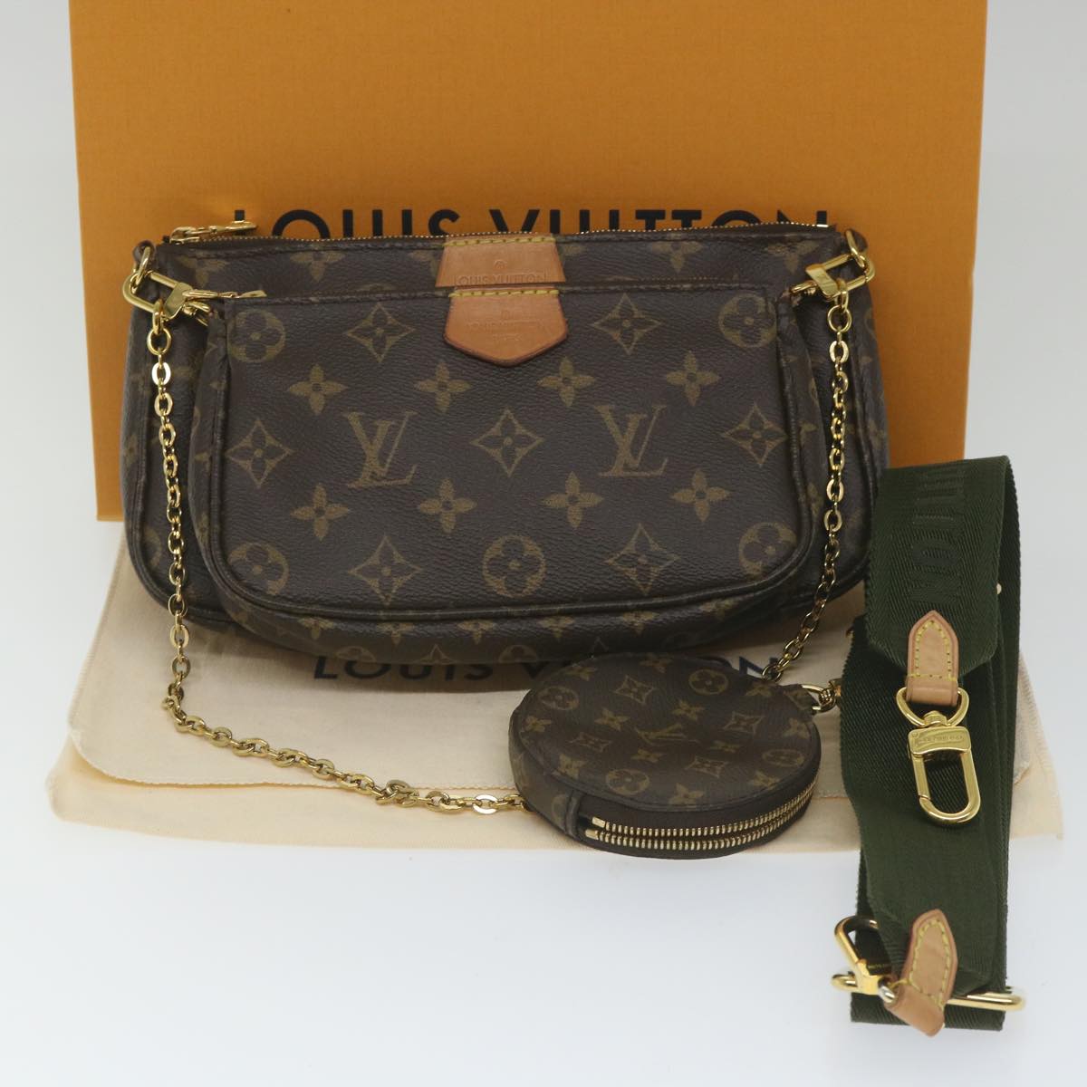 LOUIS VUITTON Monogram Multi Pochette Accessoires Pouch Khaki M44813 Auth 58358A