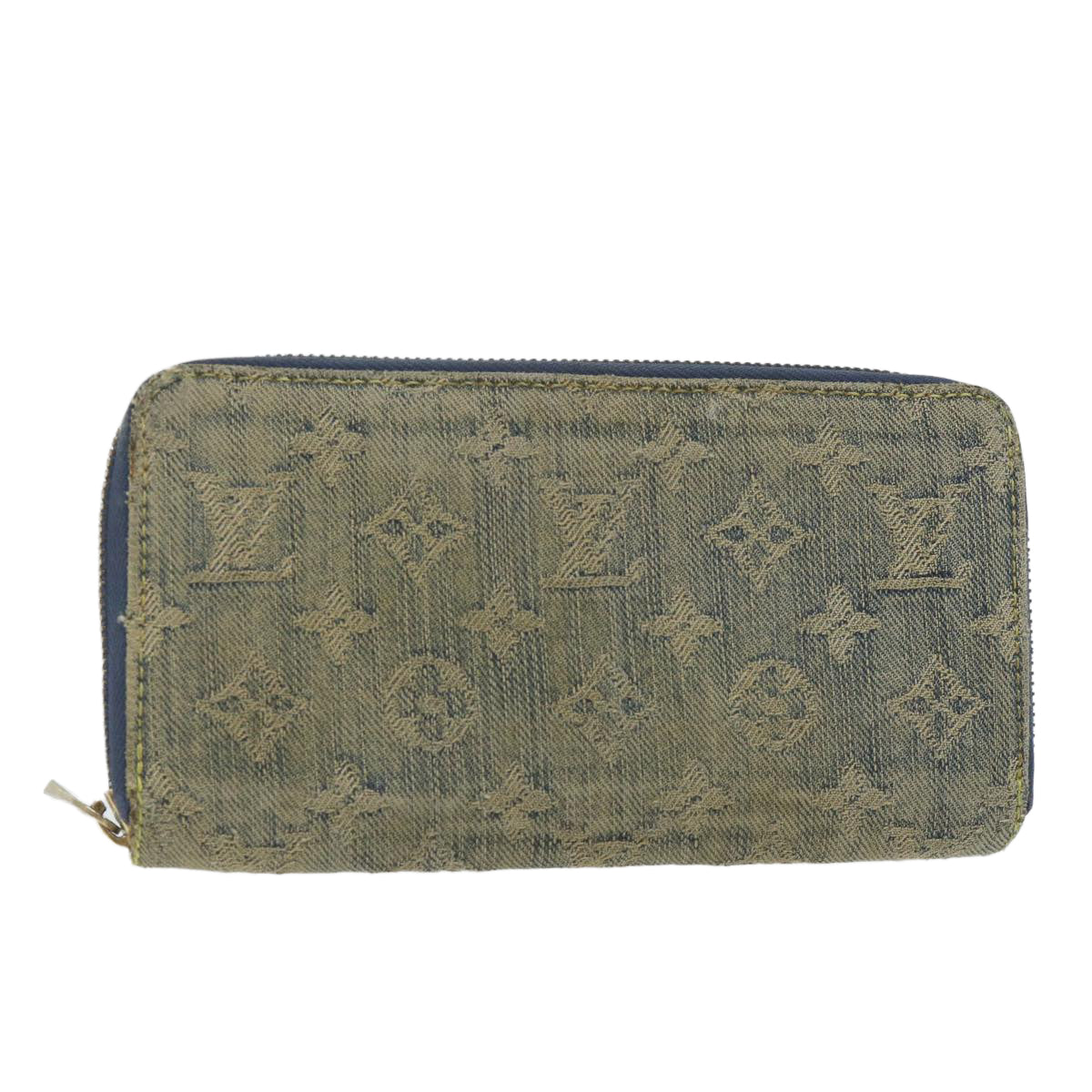 LOUIS VUITTON Monogram Denim Zippy Wallet Blue M95342 LV Auth 58371