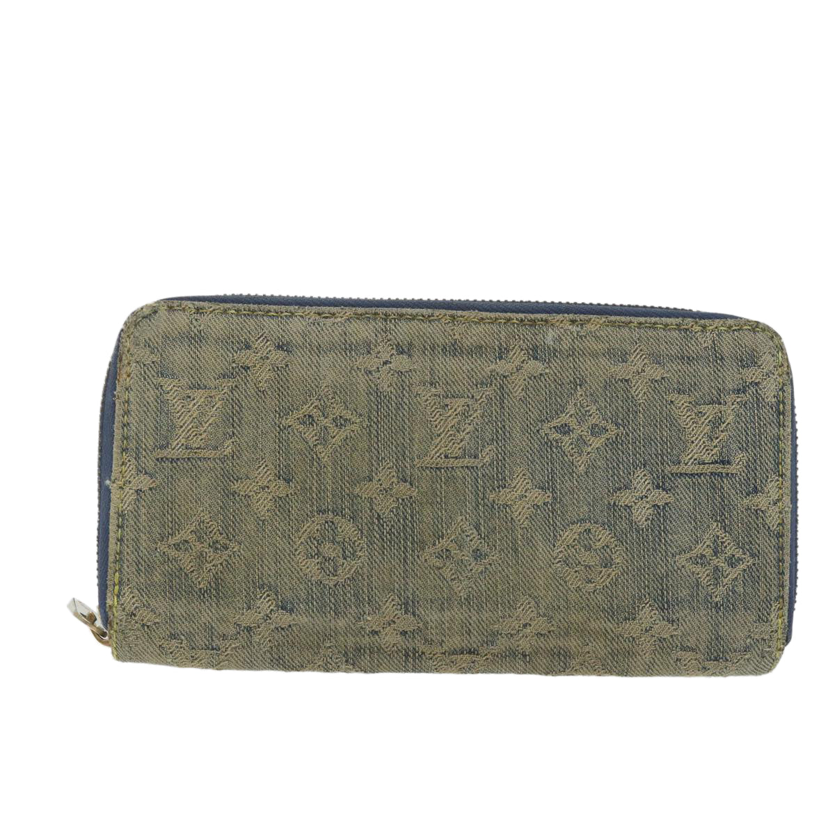 LOUIS VUITTON Monogram Denim Zippy Wallet Blue M95342 LV Auth 58371