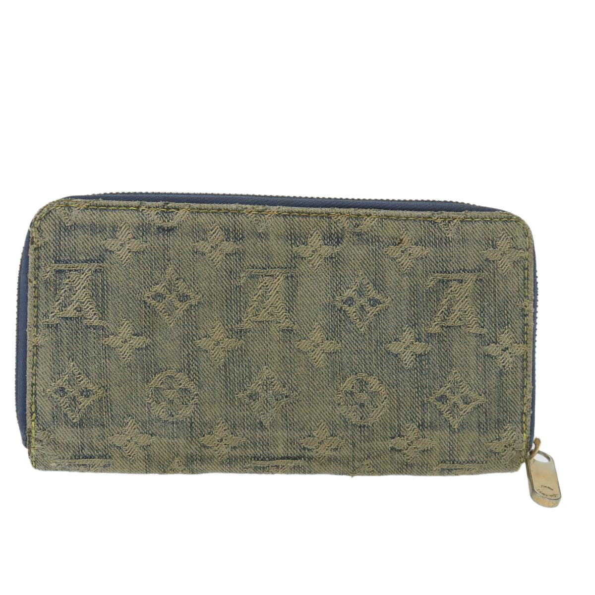 LOUIS VUITTON Monogram Denim Zippy Wallet Blue M95342 LV Auth 58371