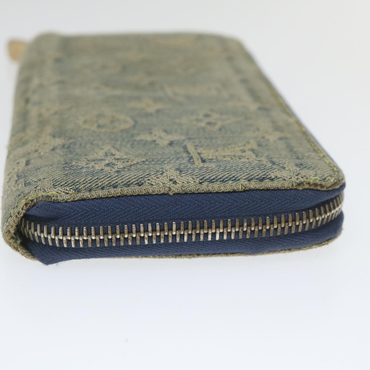 LOUIS VUITTON Monogram Denim Zippy Wallet Blue M95342 LV Auth 58371