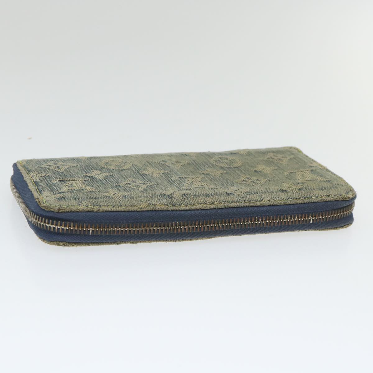 LOUIS VUITTON Monogram Denim Zippy Wallet Blue M95342 LV Auth 58371