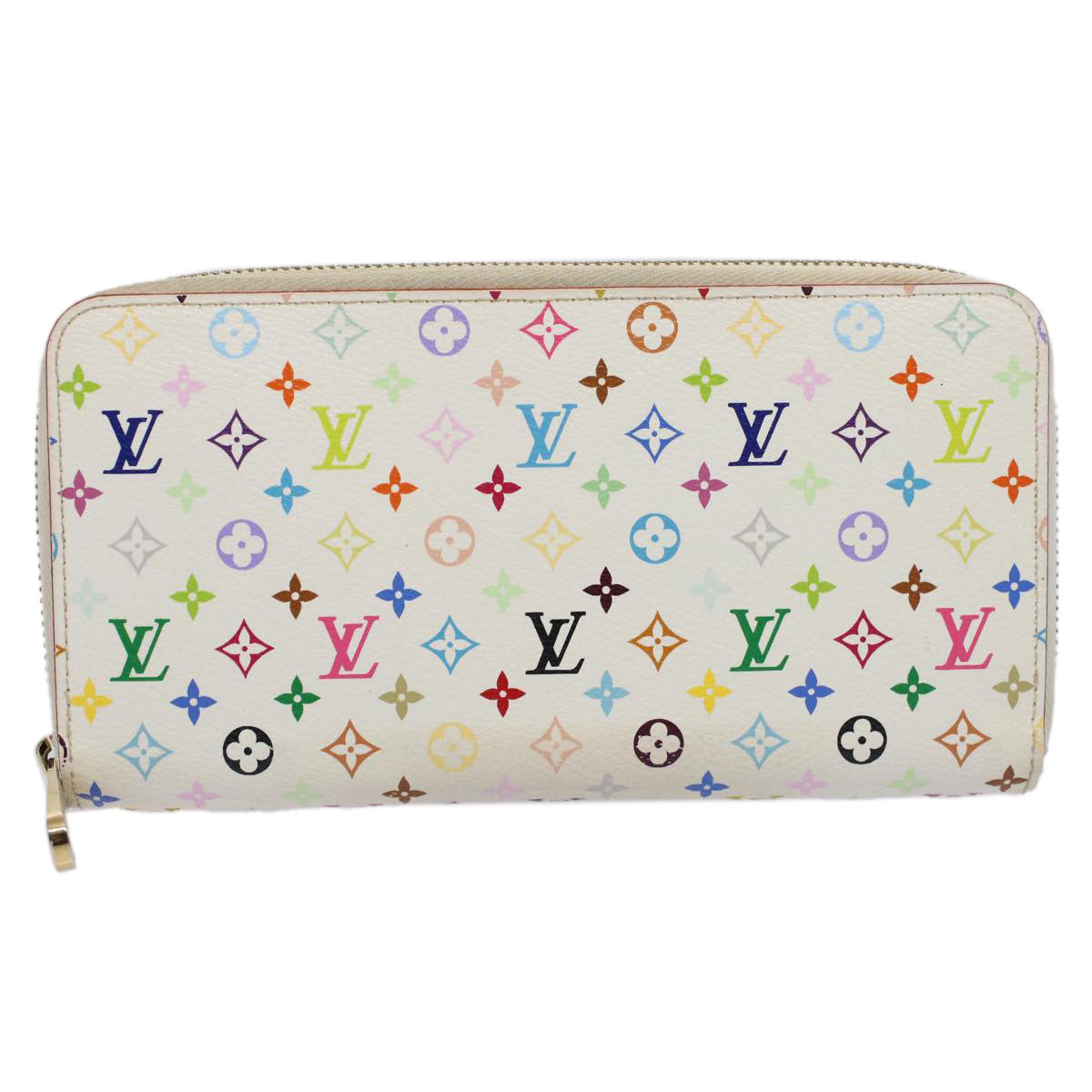 LOUIS VUITTON Monogram Multicolor Zippy Wallet Wallet White M60241 LV Auth 58372