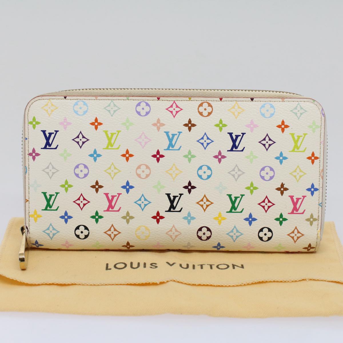 LOUIS VUITTON Monogram Multicolor Zippy Wallet Wallet White M60241 LV Auth 58372