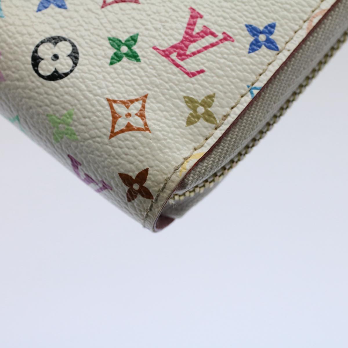 LOUIS VUITTON Monogram Multicolor Zippy Wallet Wallet White M60241 LV Auth 58372