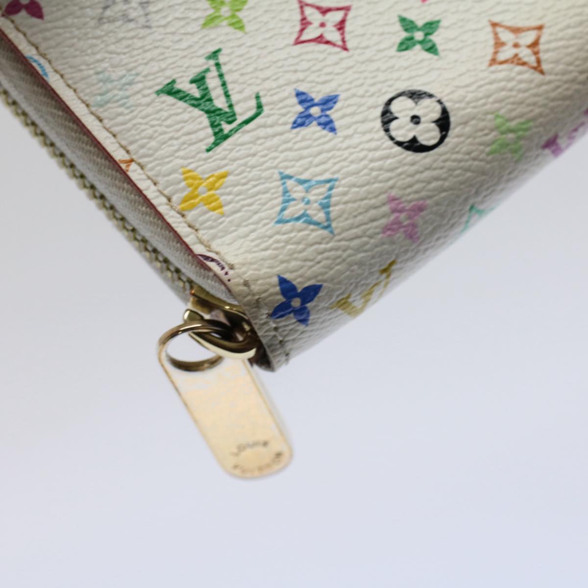 LOUIS VUITTON Monogram Multicolor Zippy Wallet Wallet White M60241 LV Auth 58372