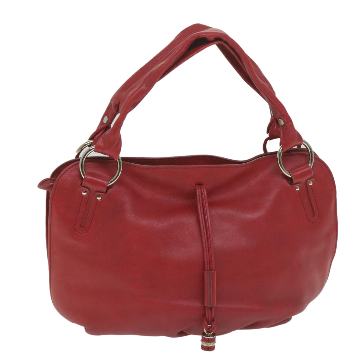 CELINE Shoulder Bag Leather Red Auth 58409