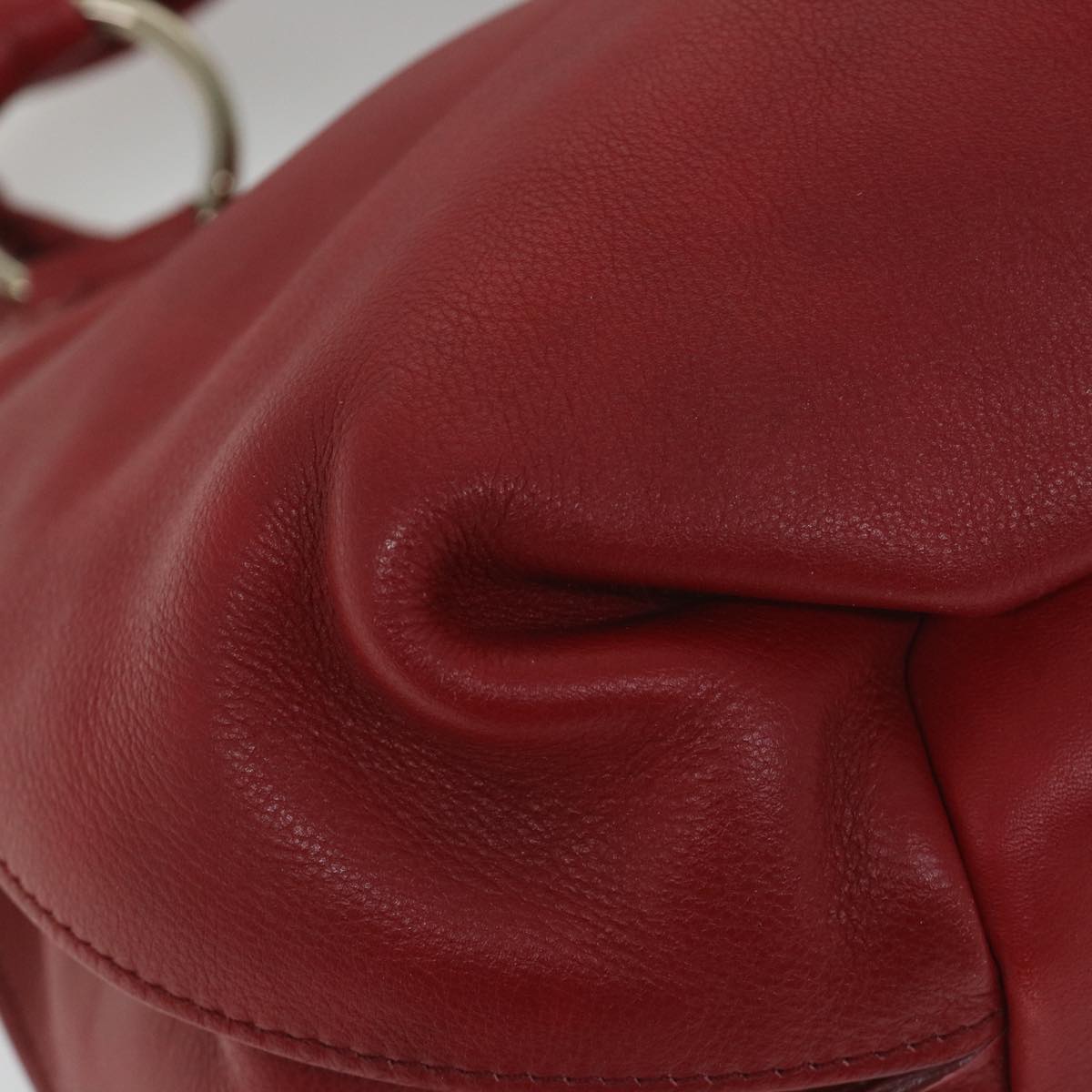 CELINE Shoulder Bag Leather Red Auth 58409