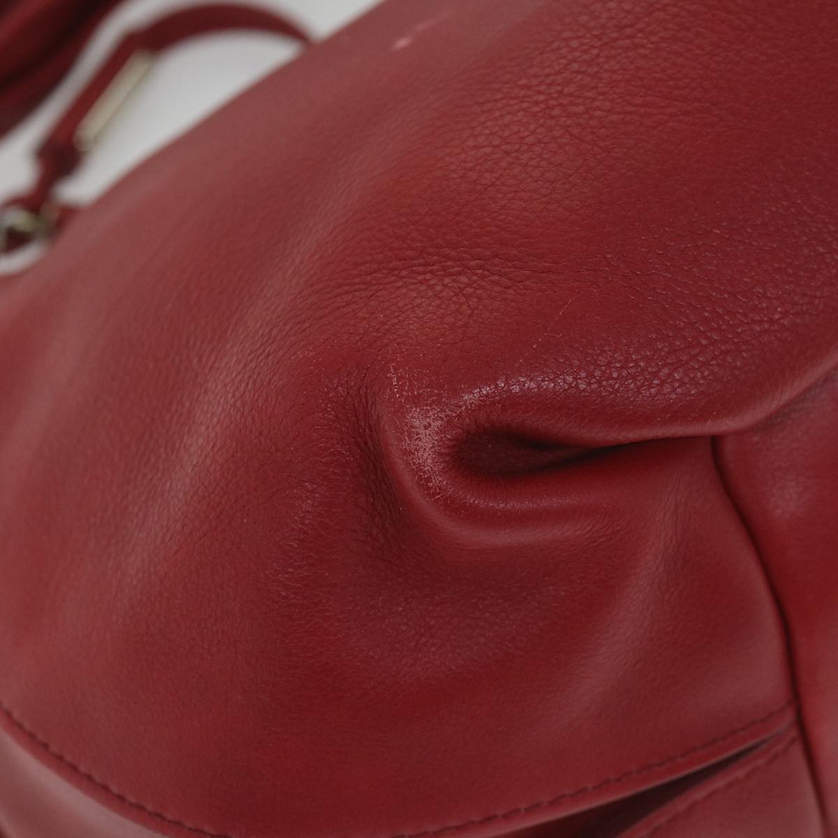 CELINE Shoulder Bag Leather Red Auth 58409