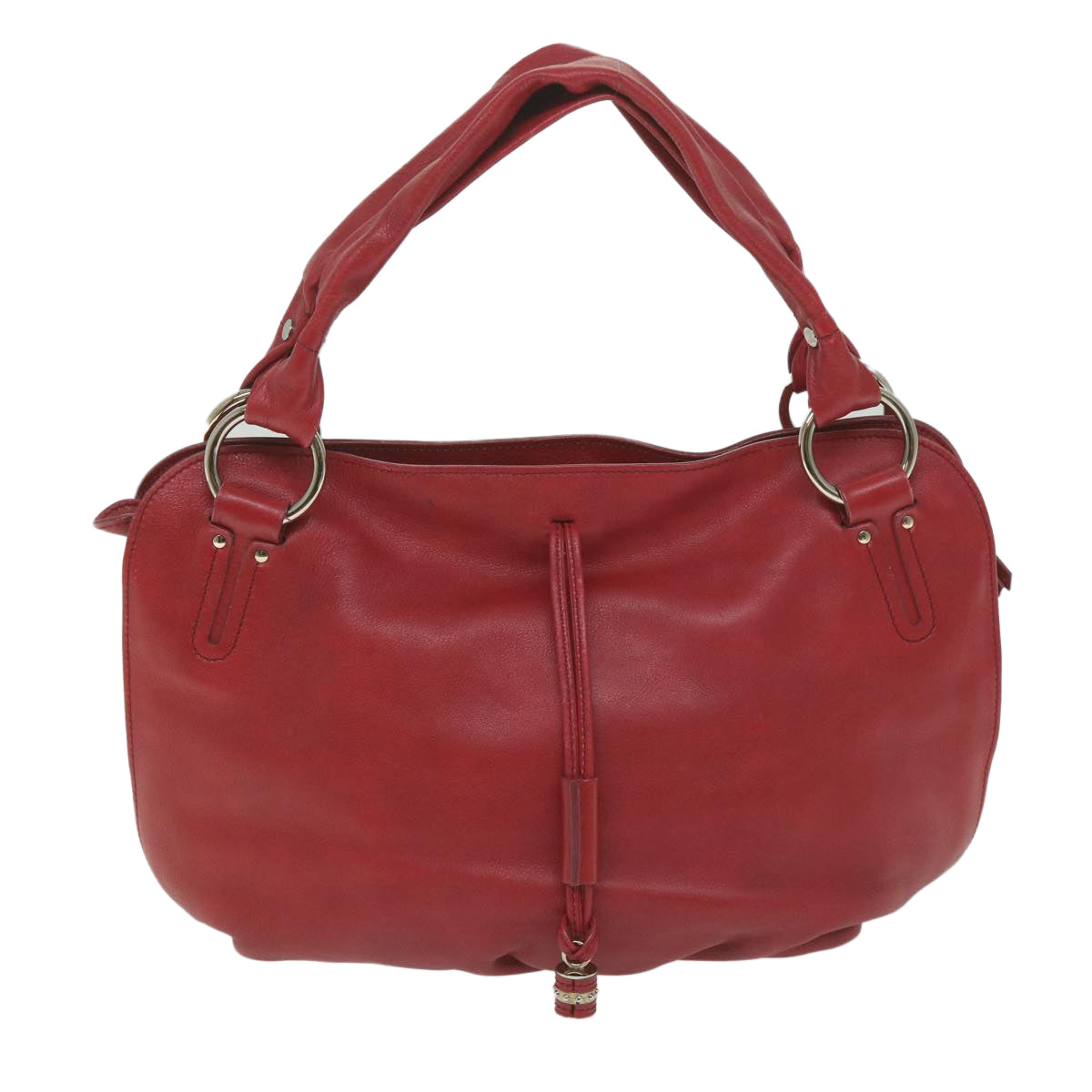 CELINE Shoulder Bag Leather Red Auth 58409