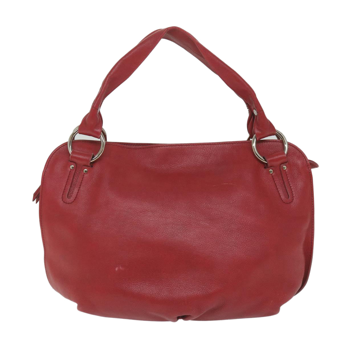 CELINE Shoulder Bag Leather Red Auth 58409