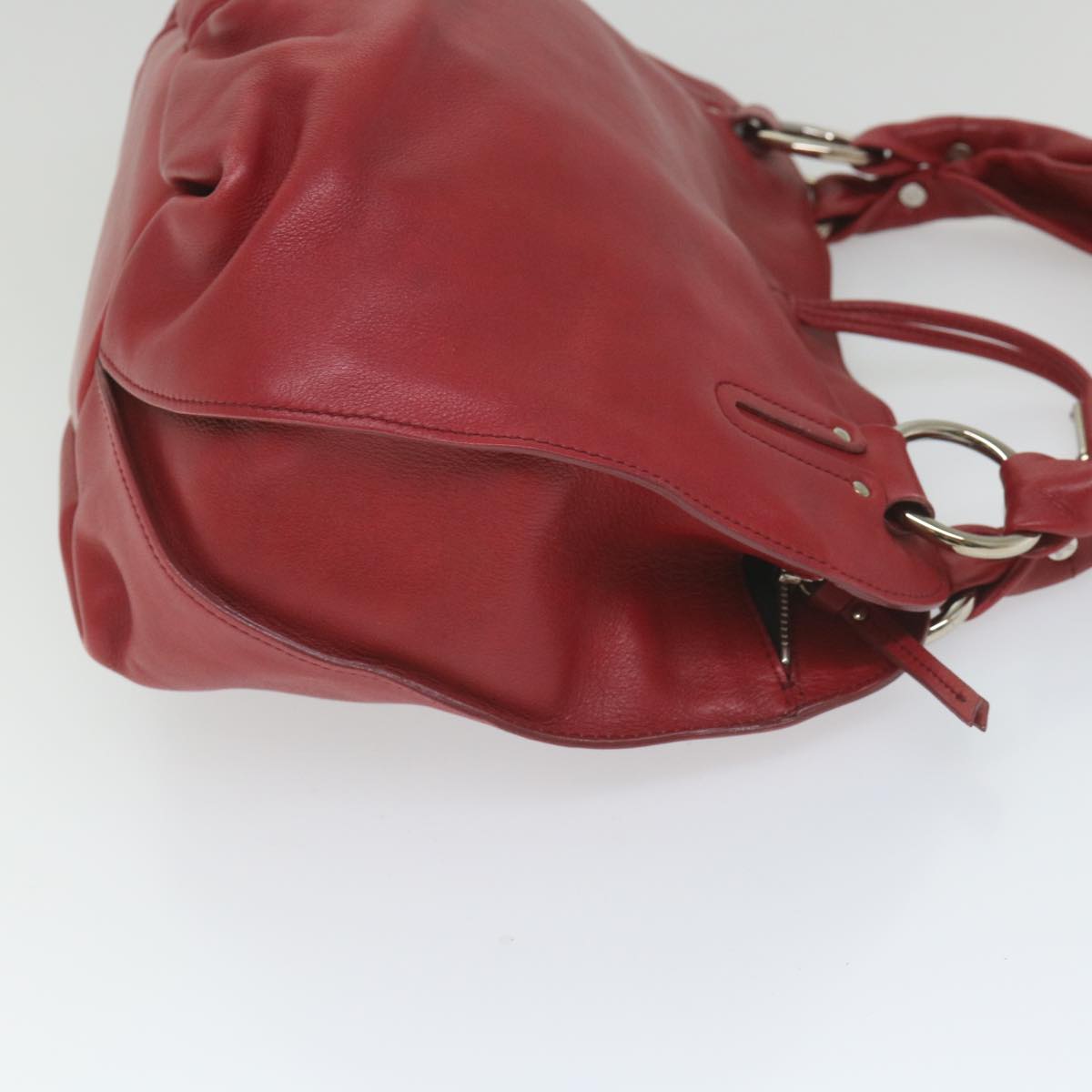 CELINE Shoulder Bag Leather Red Auth 58409